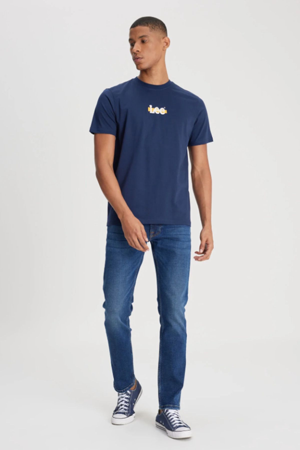 تی شرت آبی مردانه L241521410 Lavy Blue مردانه's Collar Logo طرح دار Lee