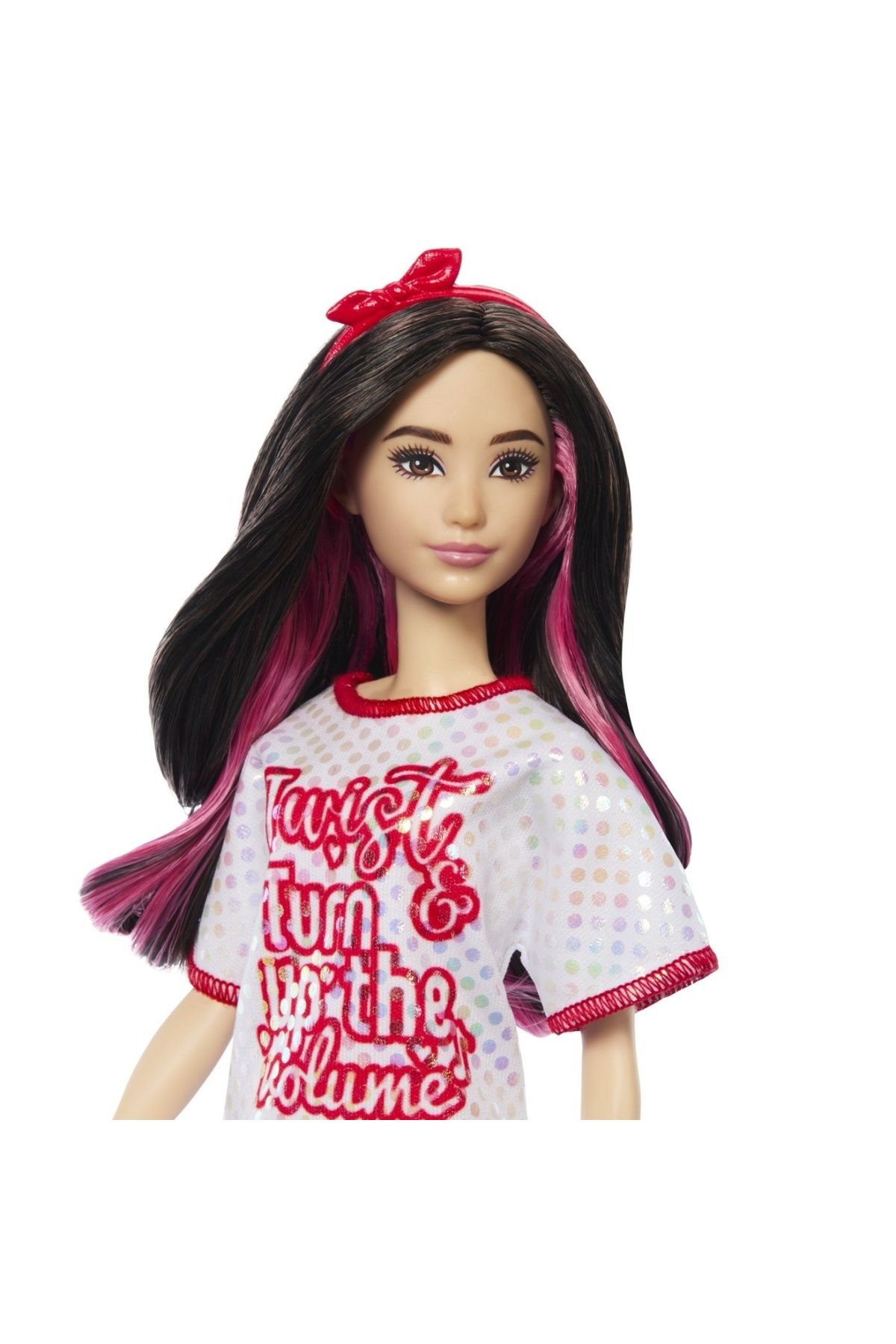 Barbie-PAPUSA BARBIE FASHIONISTA BRUNETA CU ROCHITA SPORT 4