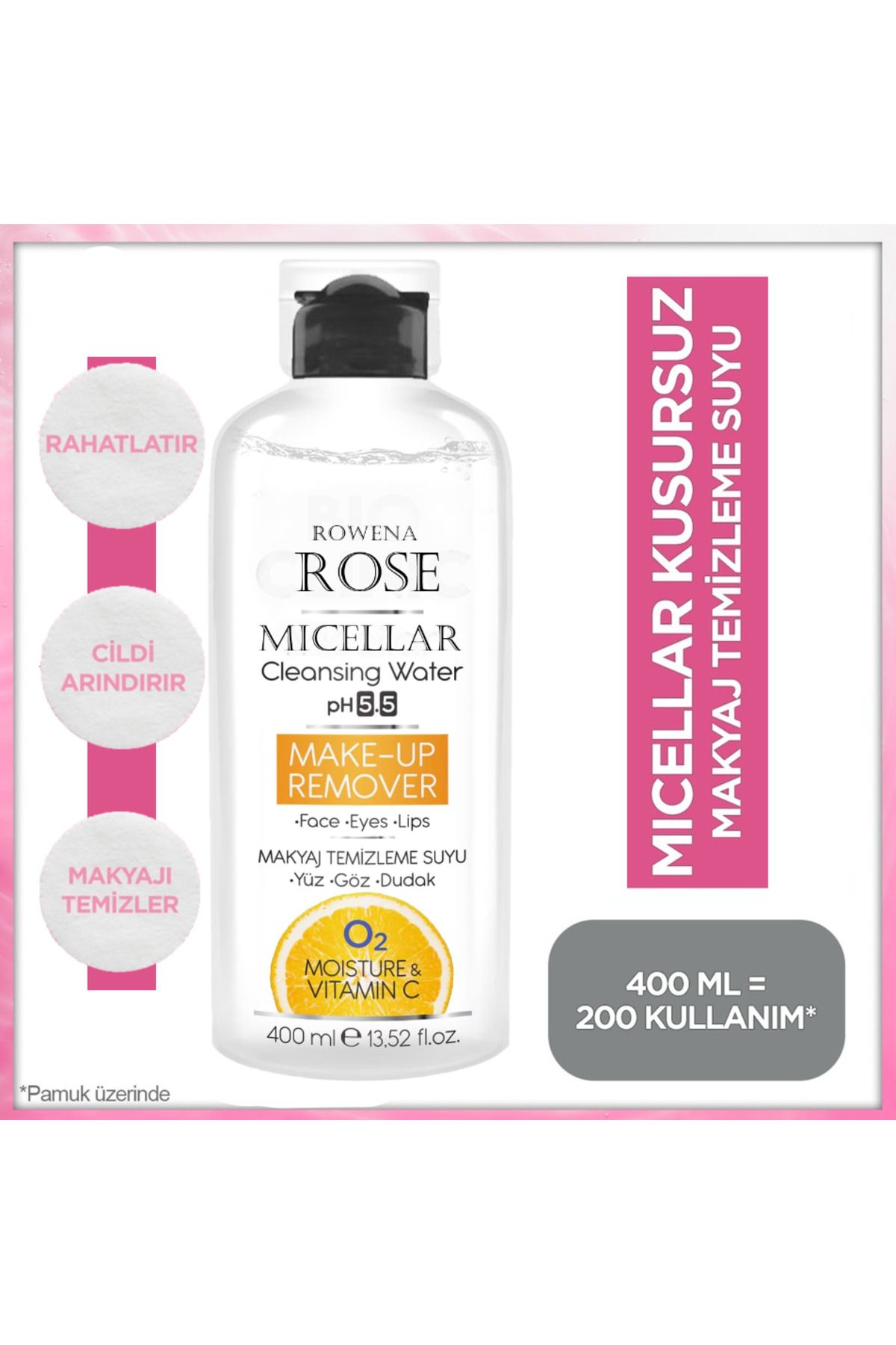 ROWENAROSE Micellar Kusursuz Makyaj Temizleme Suyu Tüm Ciltler İçin 400ml