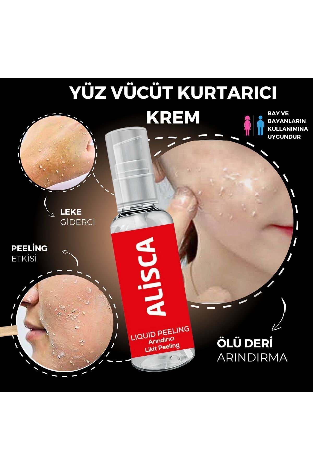 Alisca Soyucu Peeling Jel Krem Arındırıcı Sıkılaştırıcı Aydınlatıcı Yenileyici Siyah Nokta Yüz Temizleme