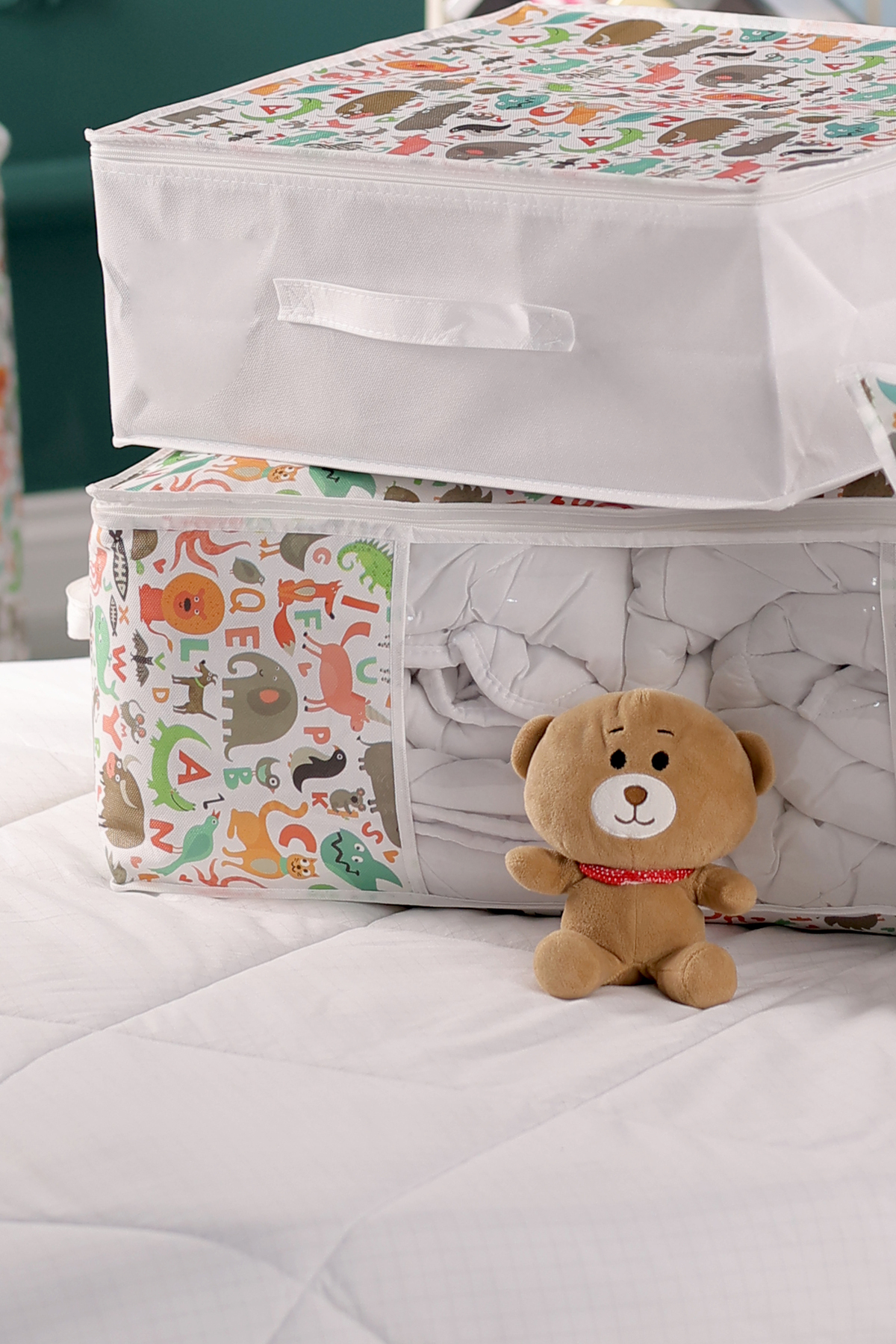 Large Size 70x50x25cm Windowed Sofa Bed & Base Bottom,Quilt & Pillow Organizer Kids Hatch Cute Pattern