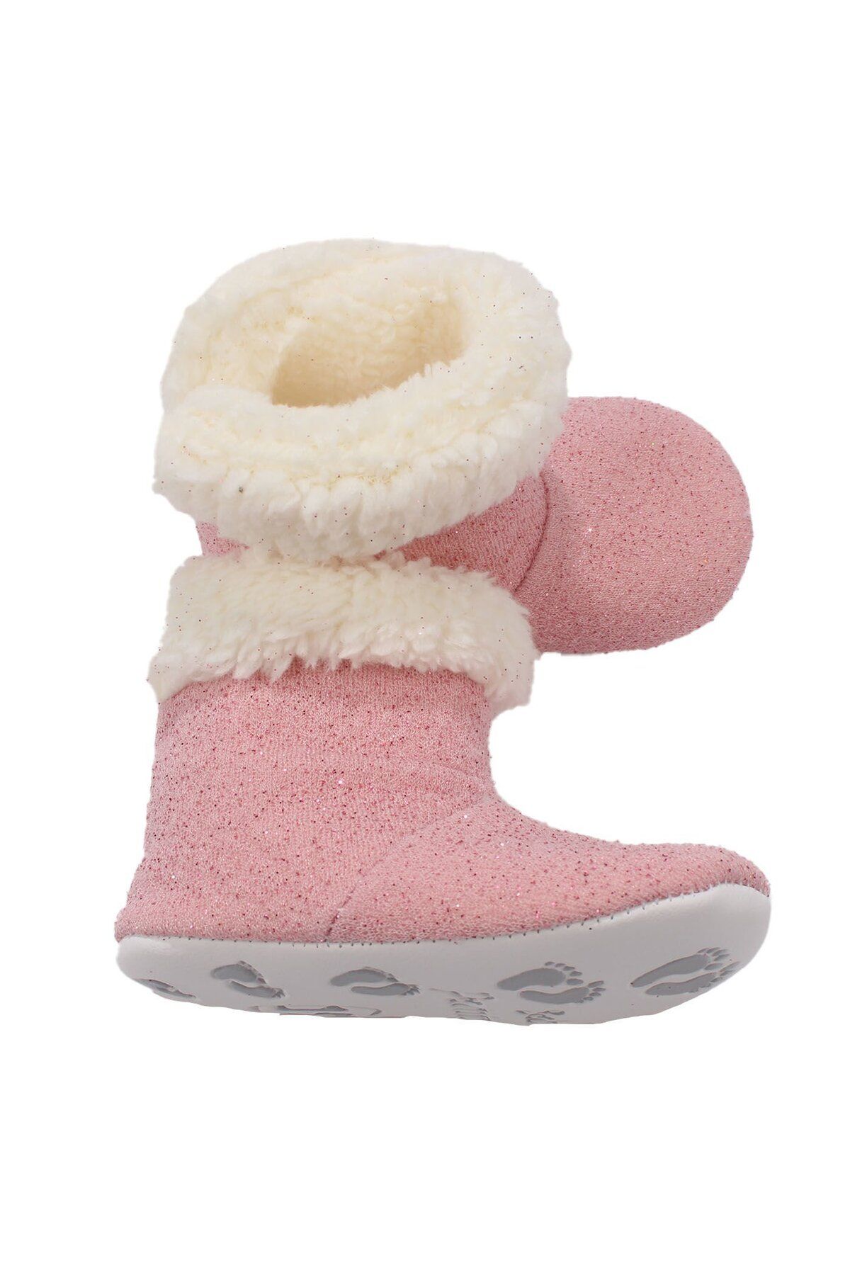 bebegen-Baby Girl Pink Glittered Fur Slippers 2