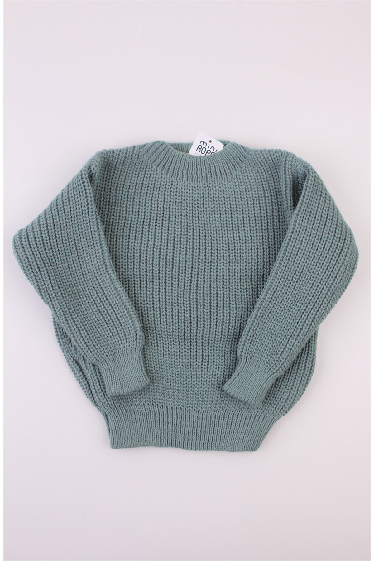 Mini Ropa-Unisex Regular Baby Kids Sweater Mint Crew Neck Oversize Knitwear Sweater 2