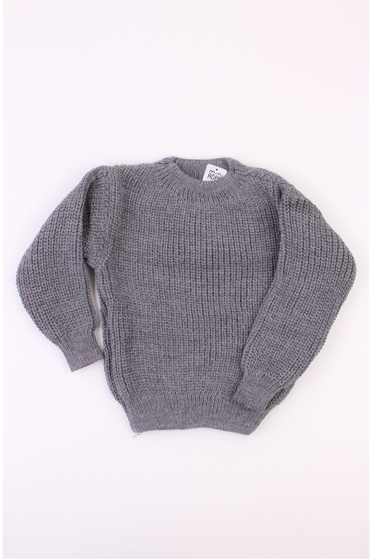 Mini Ropa-Unisex Regular Baby Kids Sweater Smoked Crew Neck Oversize Knitwear Sweater 2