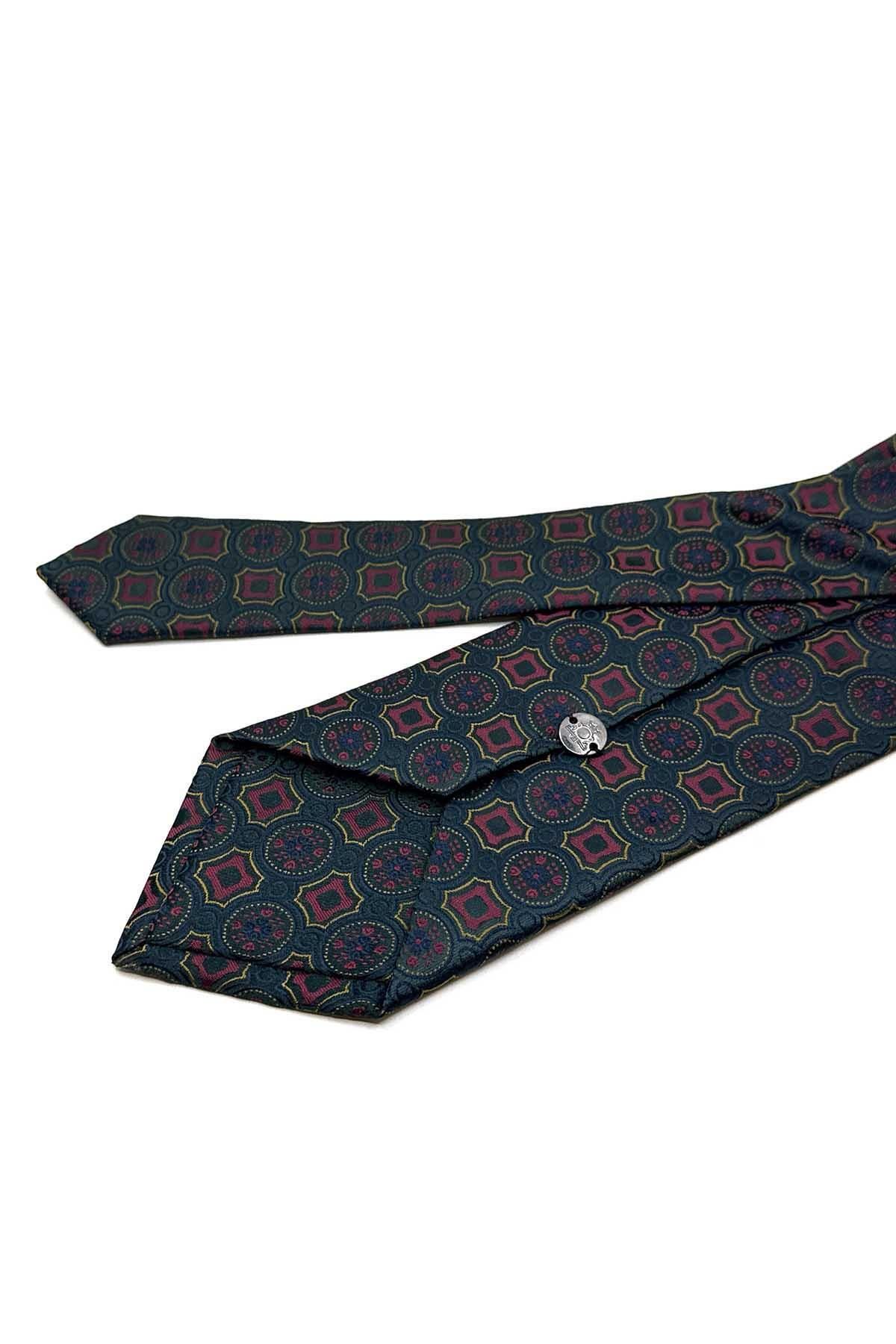 Kravatkolik-Classic Tie with Green Motif Pattern Handkerchief Kk12956 3