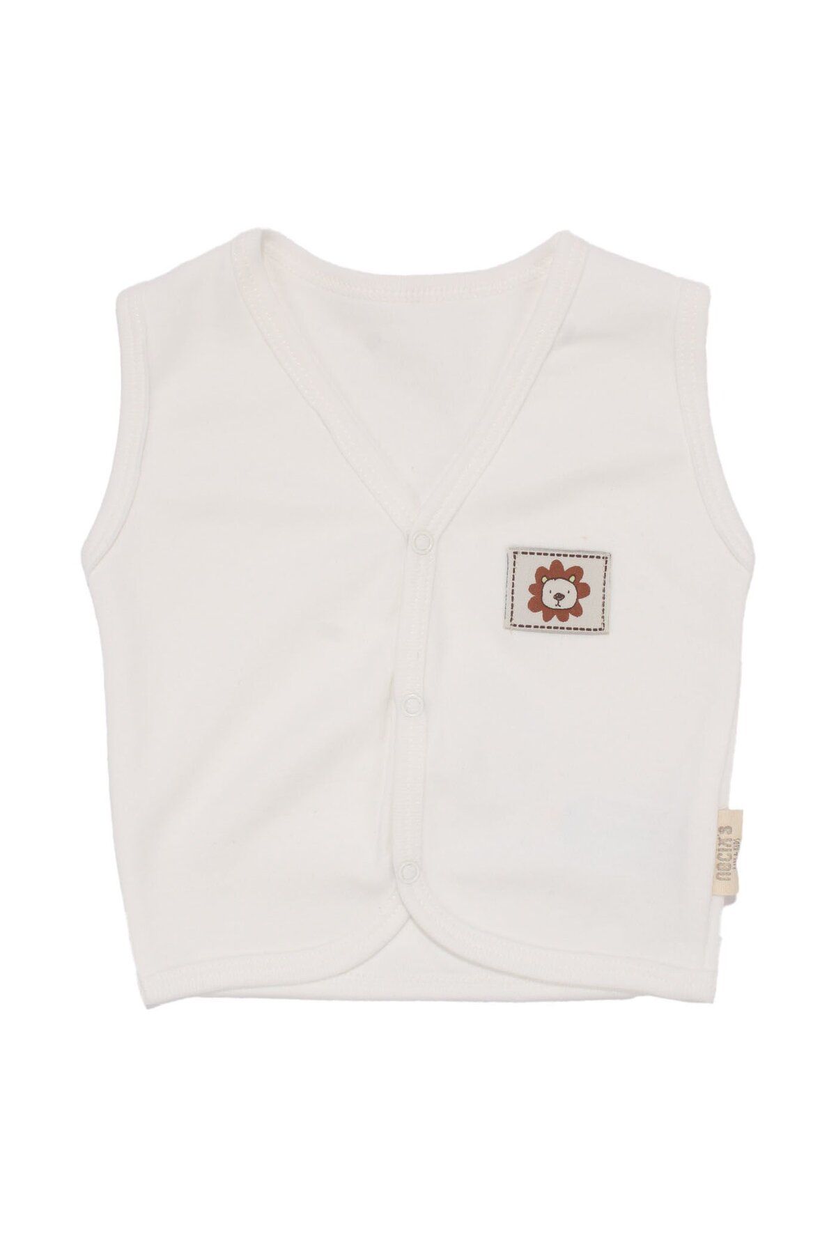 bebegen-Unisex White Lion Emblem Snap Vest 1