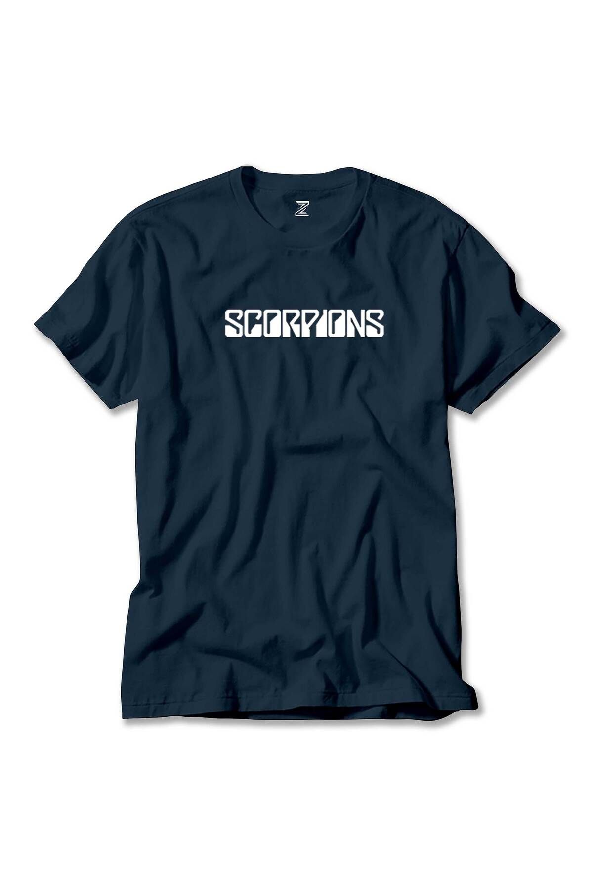 WAKHA Scorpions Logo Yazı Lacivert Tişört