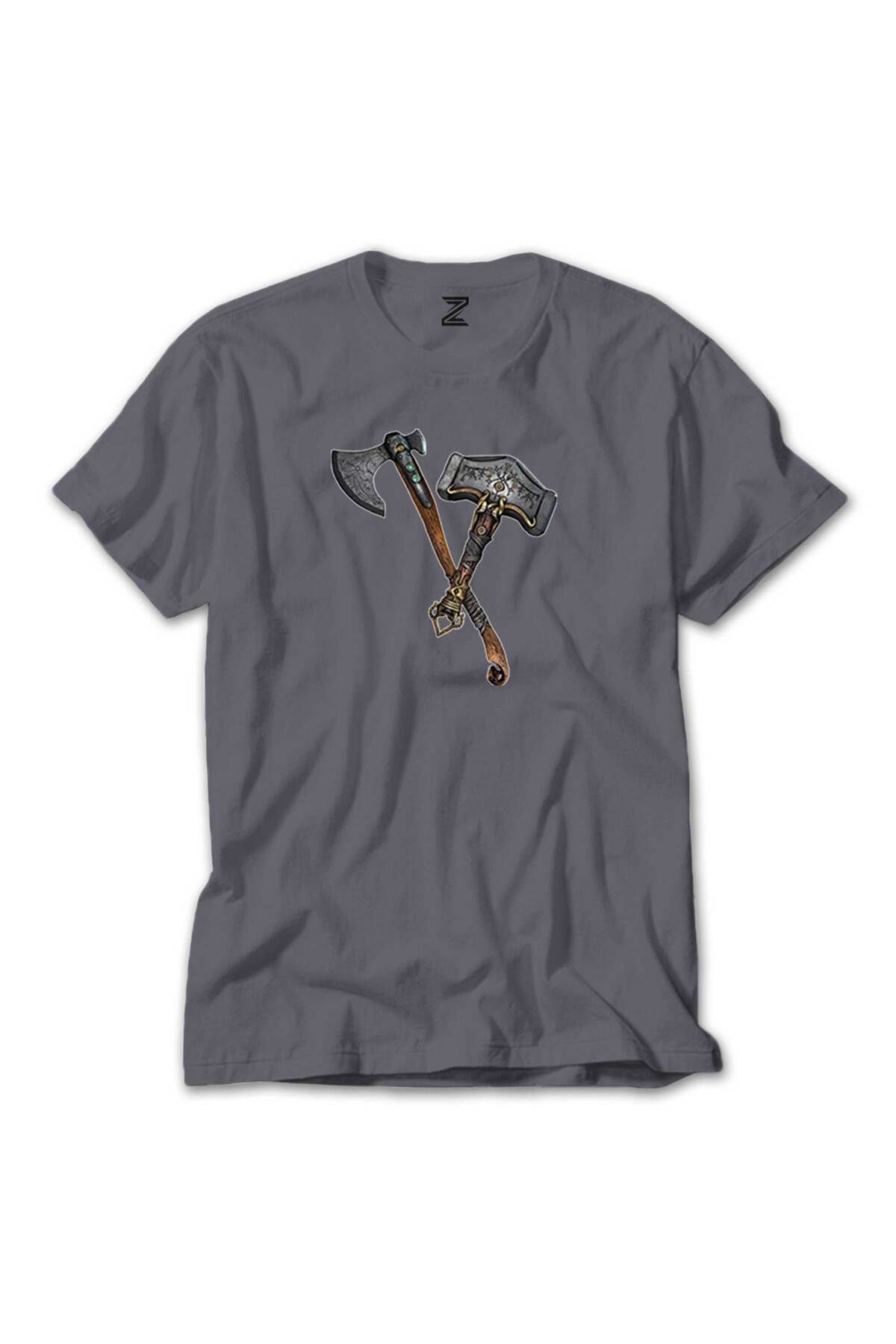 WAKHA God of War Ragnarok Kratos Weapon Gri Tişört