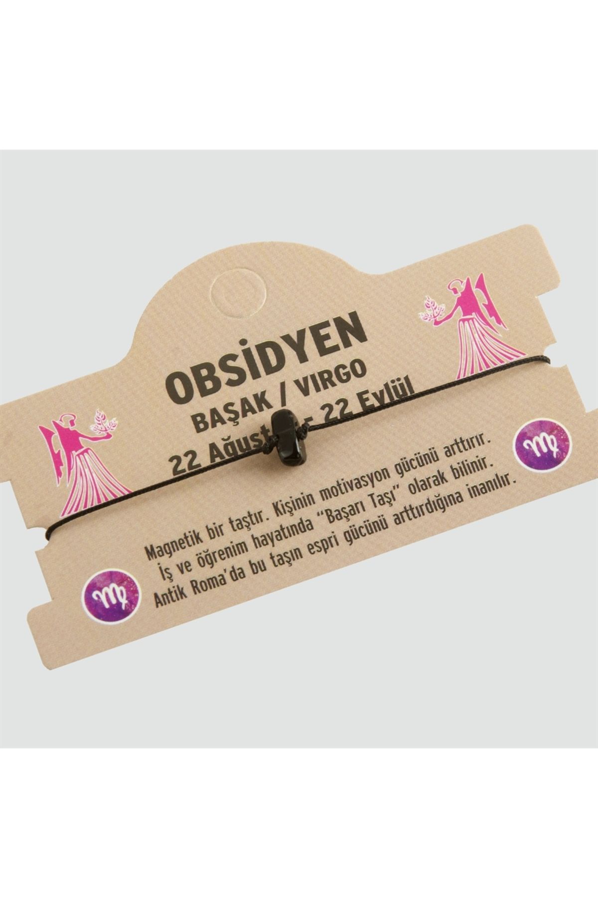 BEEMU Obsidyen Doğal Taşlı Başak Burç Bileklik - DL0101