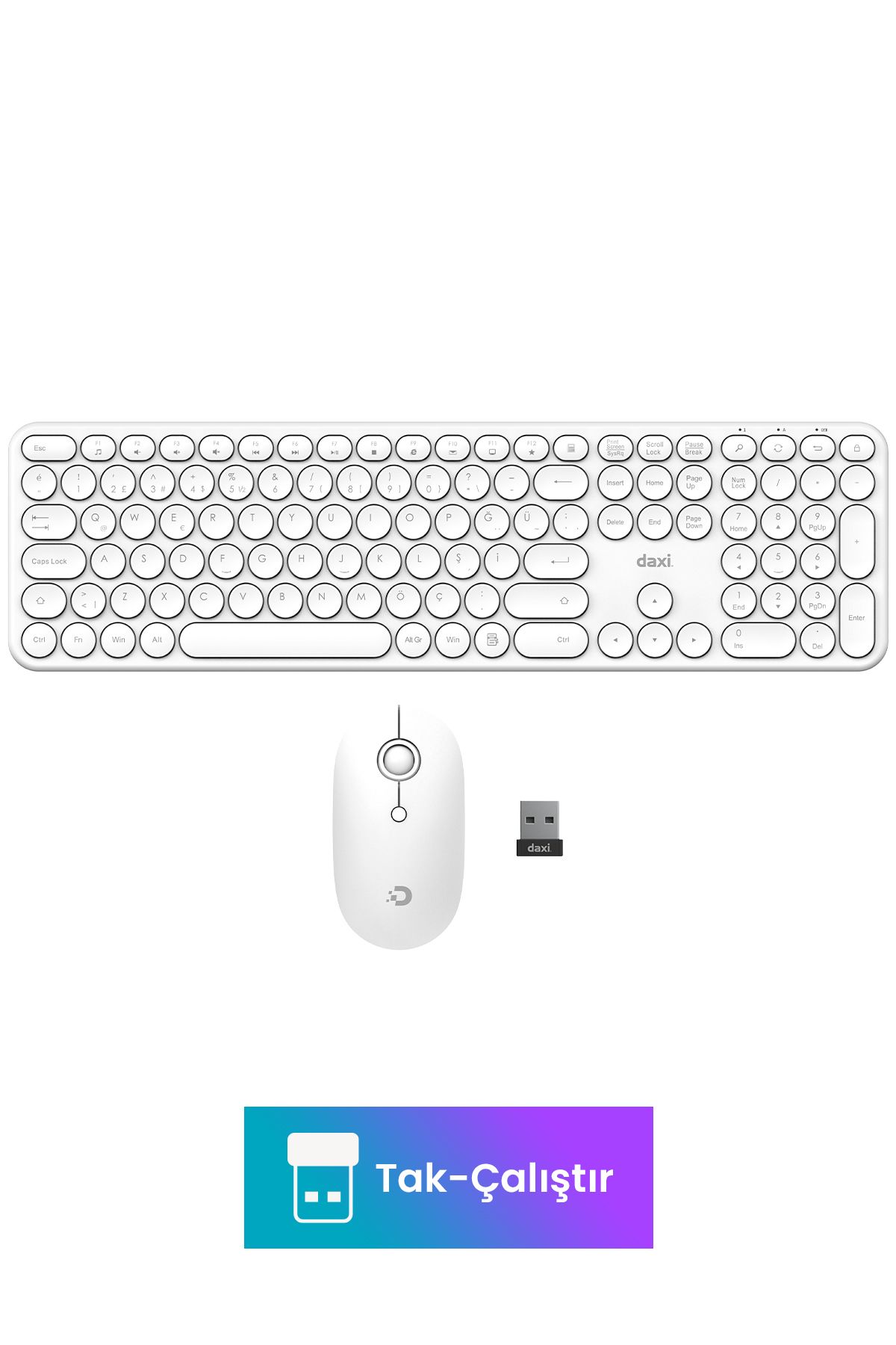 Daxi Mk250 Elegance Combo Sessiz 2.4ghz Kablosuz Türkçe Q Klavye Mouse Seti