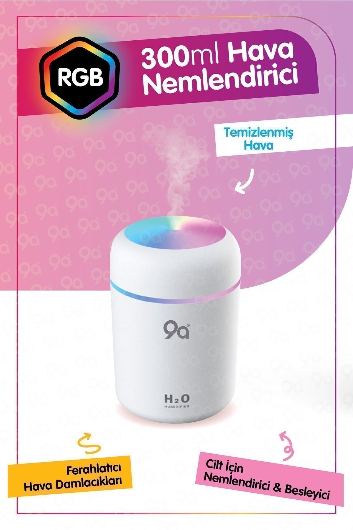 BLUETECH H2o 220ml Humidifier Ulrasonik Oda - Araç - Hava Nemlendirici Buhar Makinesi Ve Aroma Difüzörü