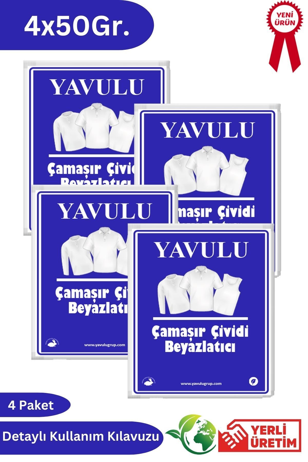 yavulu Çamaşır Çividi Mavi Toz Çivit Çamaşır Beyazlatıcı Çamaşır Çiviti 4 Paket 50Gr