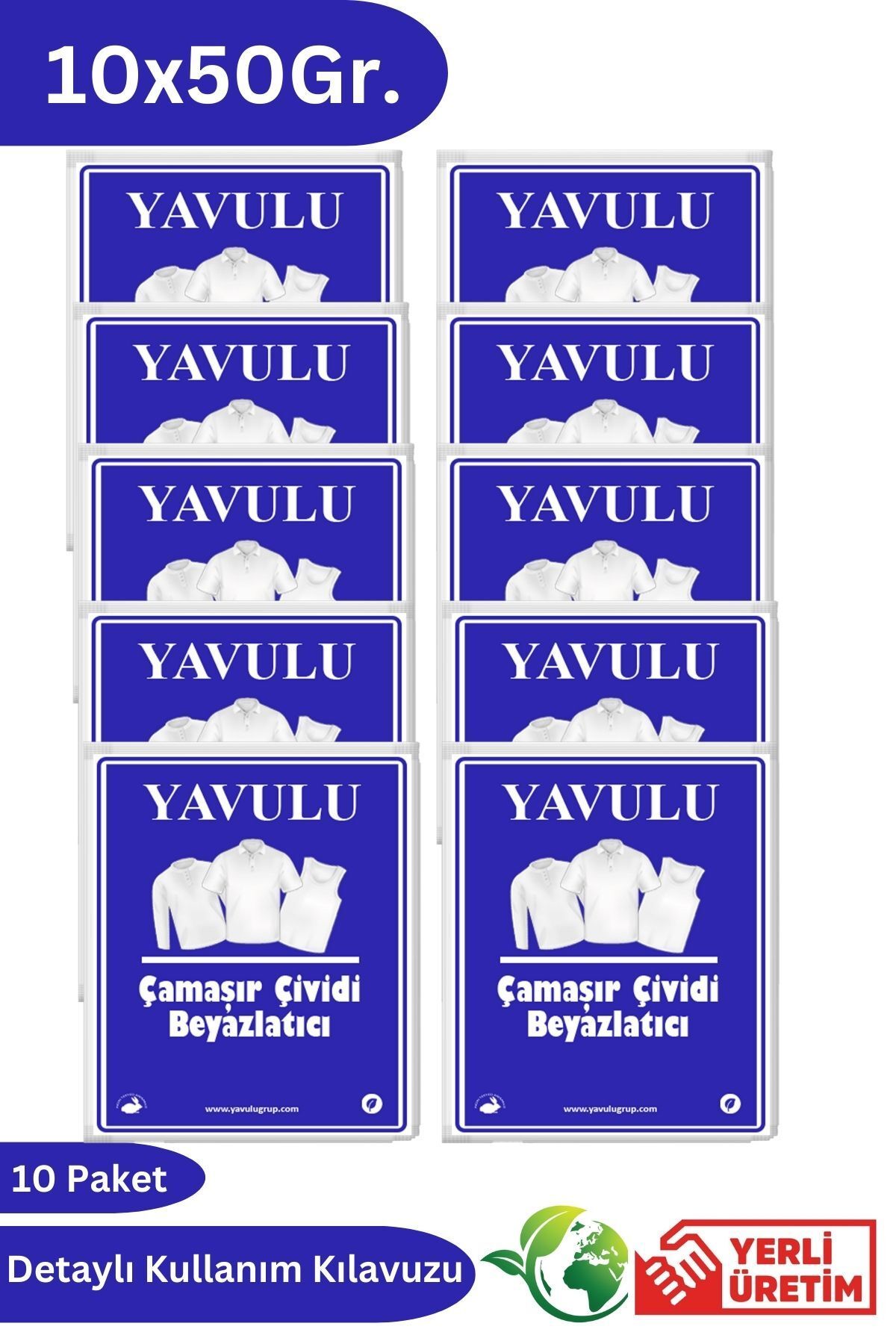 yavulu Çamaşır Çividi Mavi Toz Çivit Çamaşır Beyazlatıcı Çamaşır Çiviti 10 Paket 50Gr