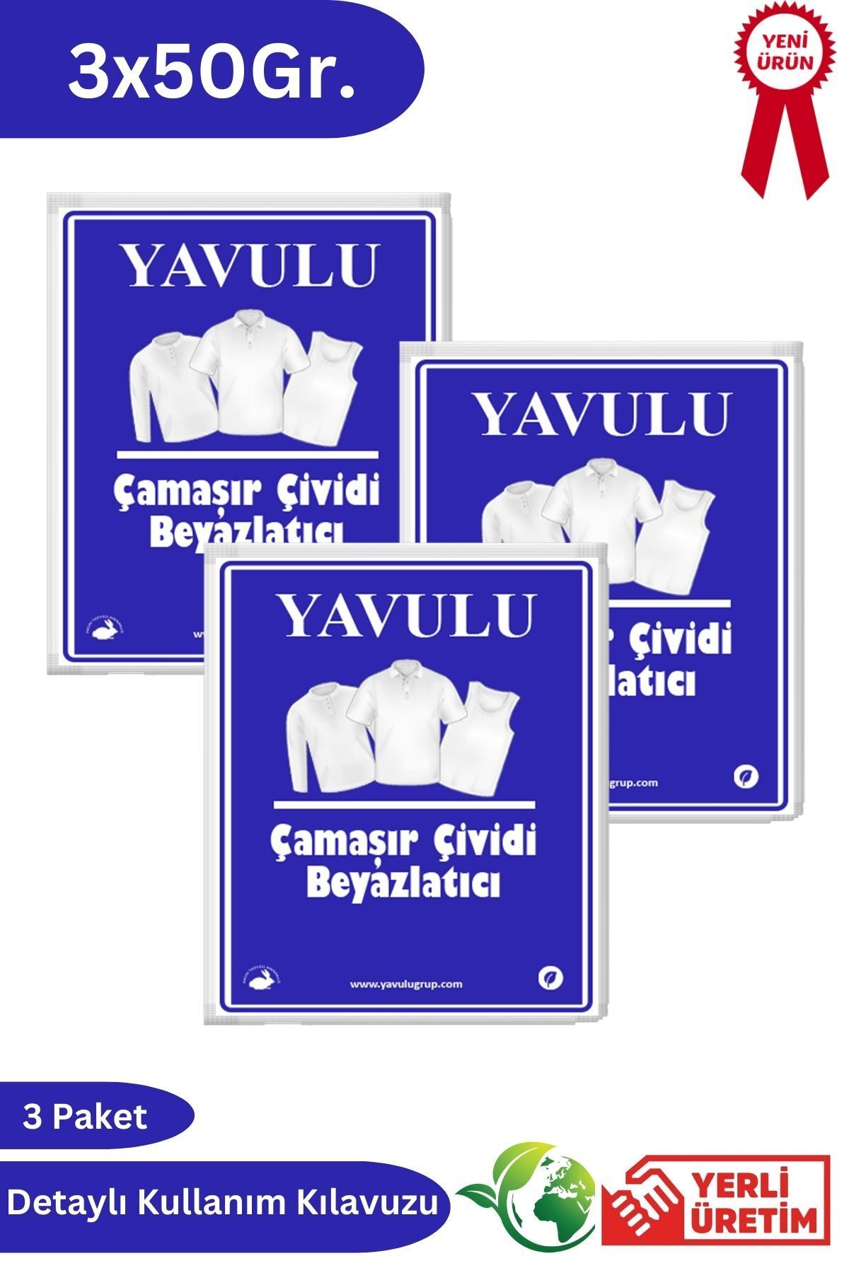 yavulu Çamaşır Çividi Mavi Toz Çivit Çamaşır Beyazlatıcı Çamaşır Çiviti 3 Paket 50Gr