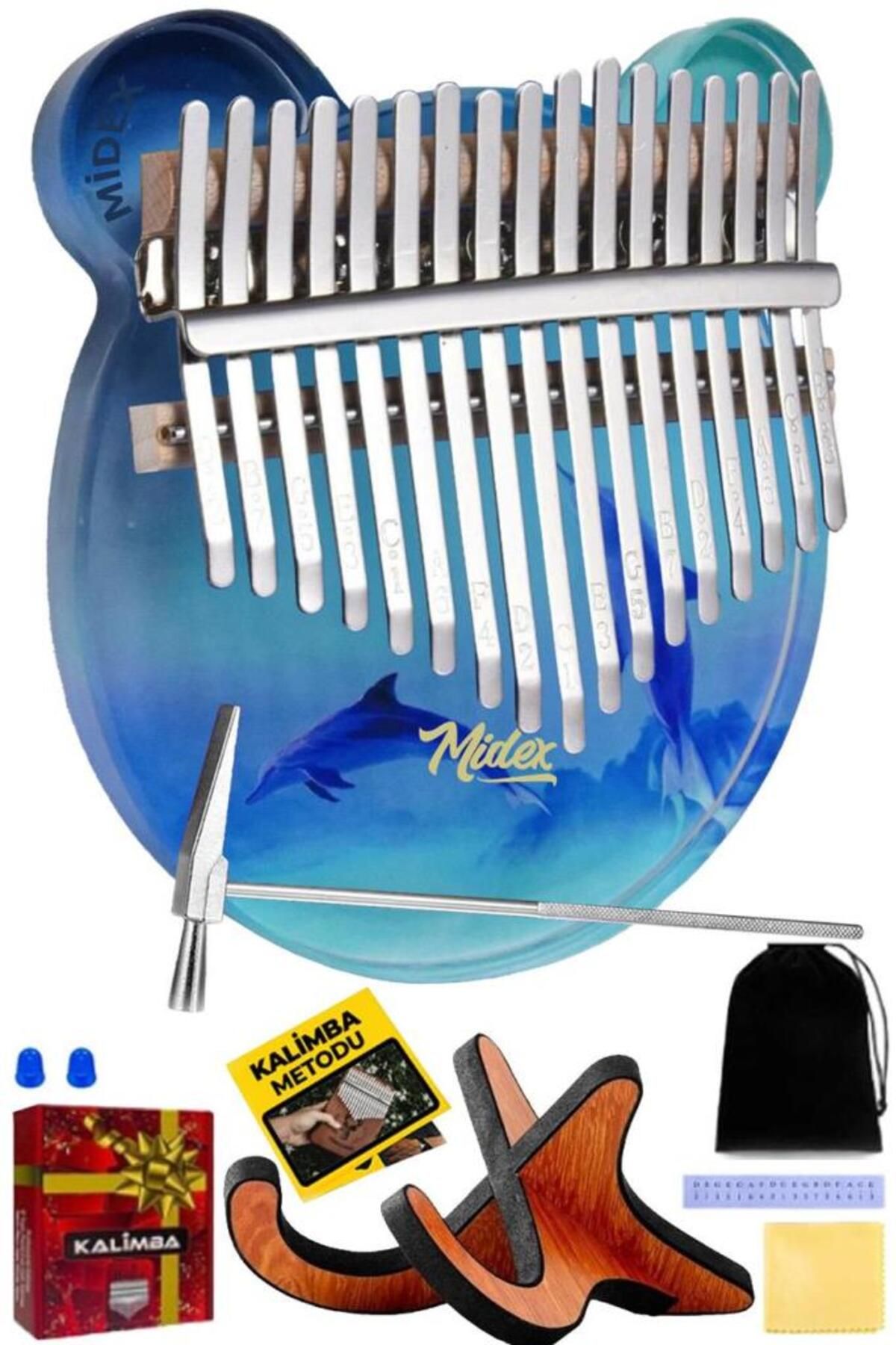 Midex KLX-650-PAK Okyanus Cam Kalimba 17 Tuşlu Full Set