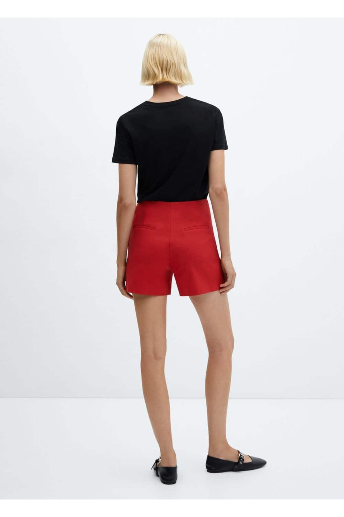 MANGO Woman-High Waist Straight Cut Shorts 4