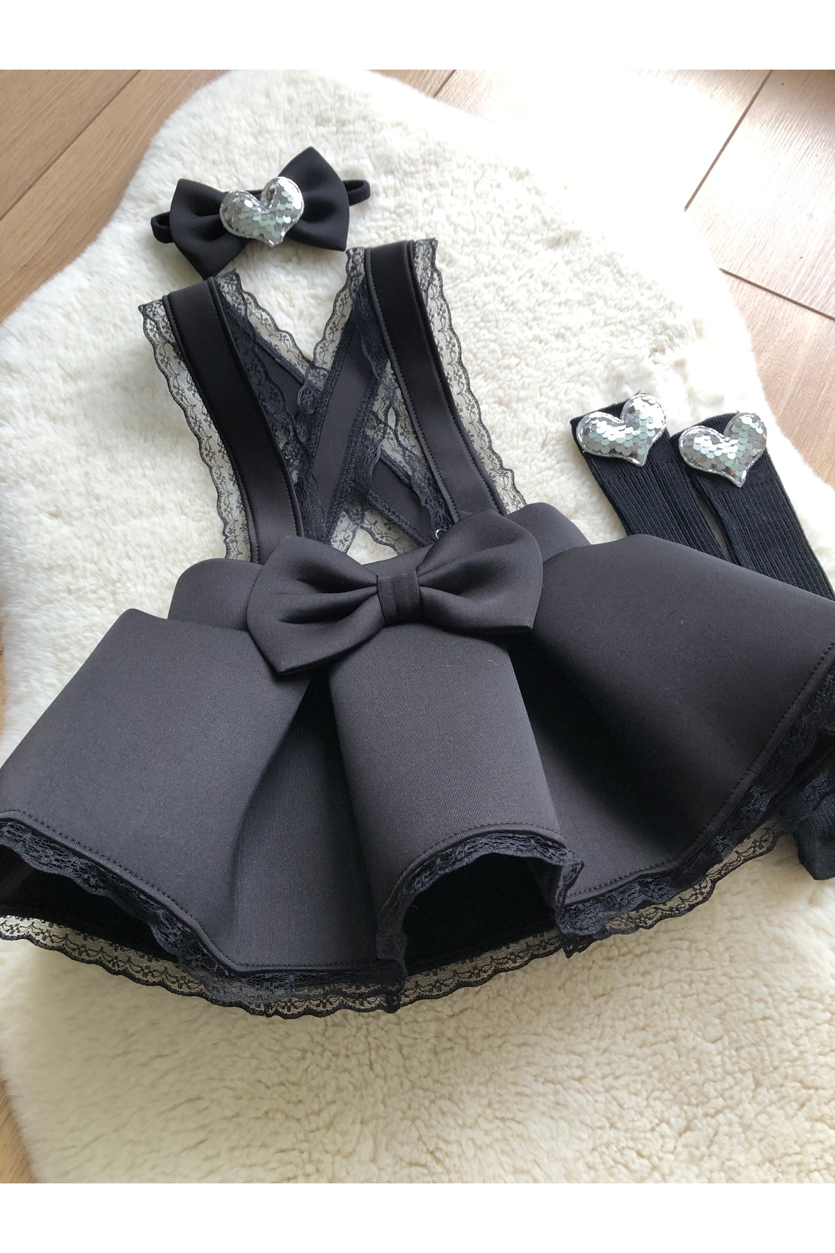 Kokosh kidss Kız cocuk siyah dantellı slopet seti fotoğrafı 2 (önizleme)