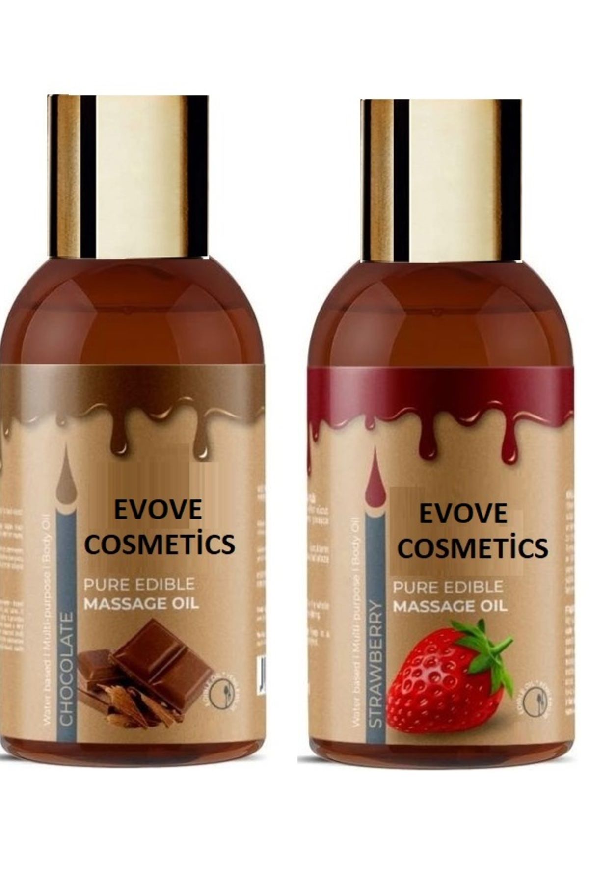 Evove Cosmetics Dubai Çikolatalı ve Çilekli 2 li  Etkili Erotik Masaj Yağı Aromaterapi Masaj Yağı