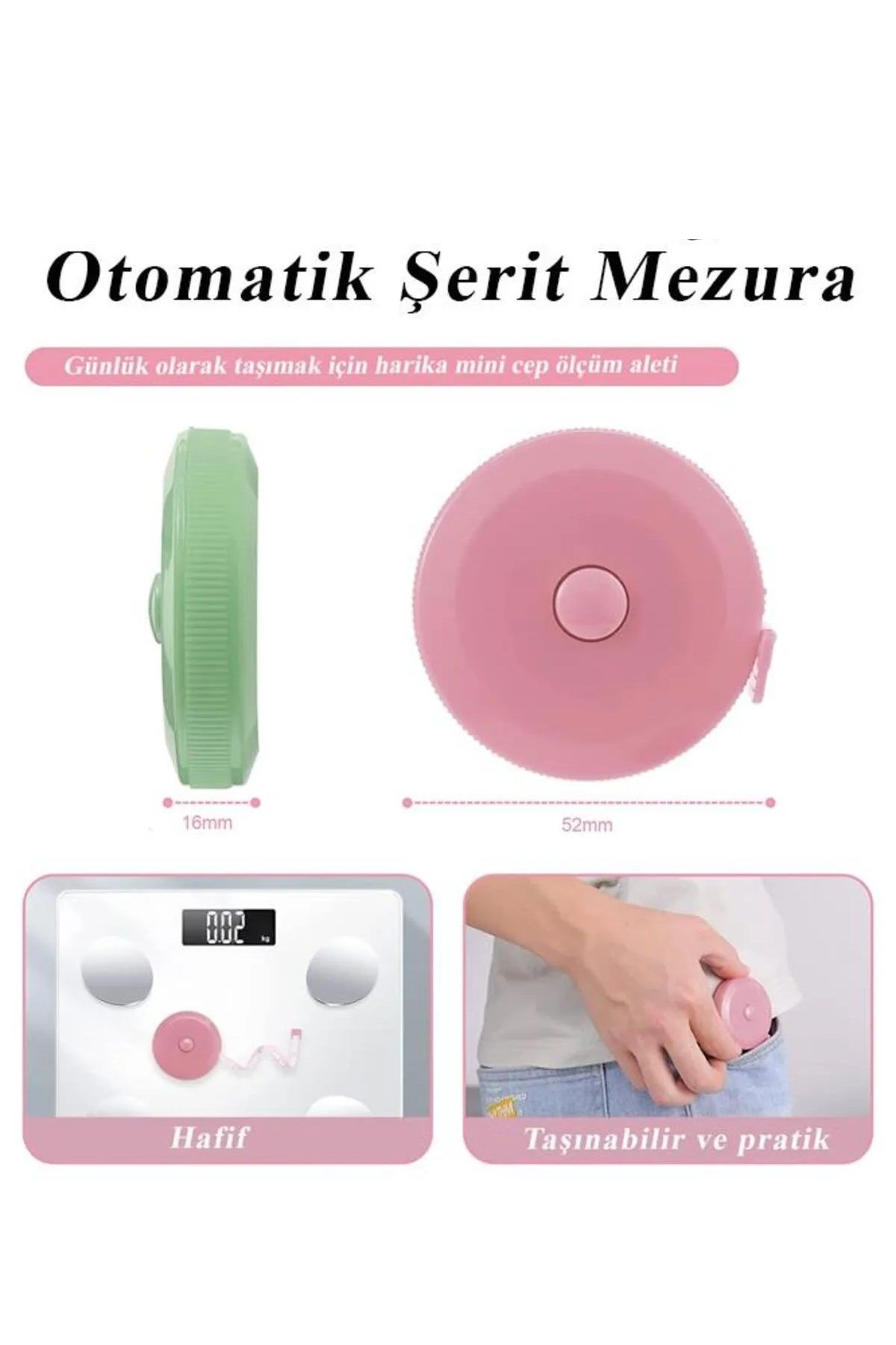 Hanedanev-1.5 Meter Automatic Stripe Tape Measure - Round Pocket, 150 cm Mezro Tailor Meter 6