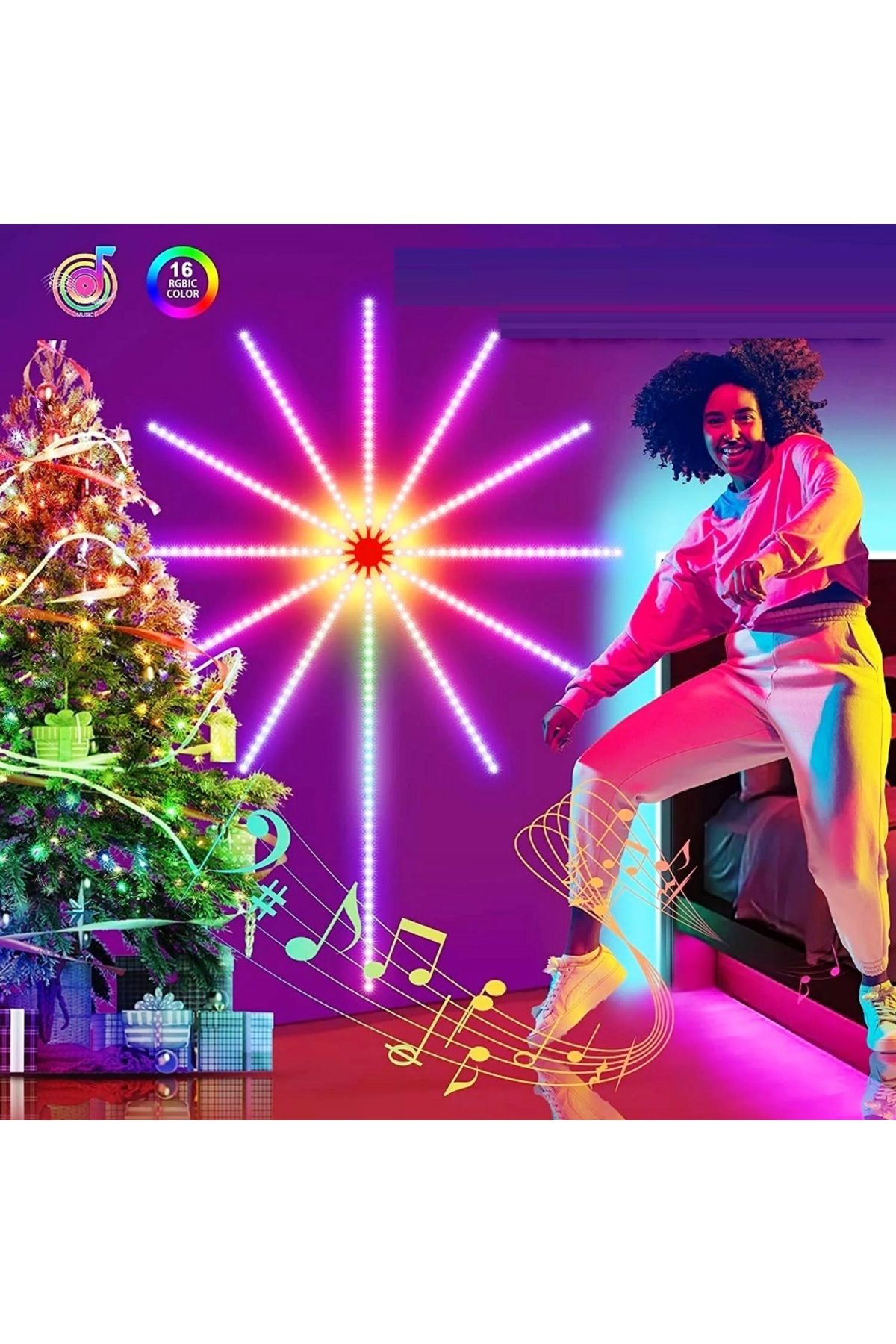 RGB IŞIKLARIN DANSI NOEL IŞIĞI APP SMART CONTROL IC LED RGB FIREWORKS LIGHT FULL+FULL RENKLİ LED