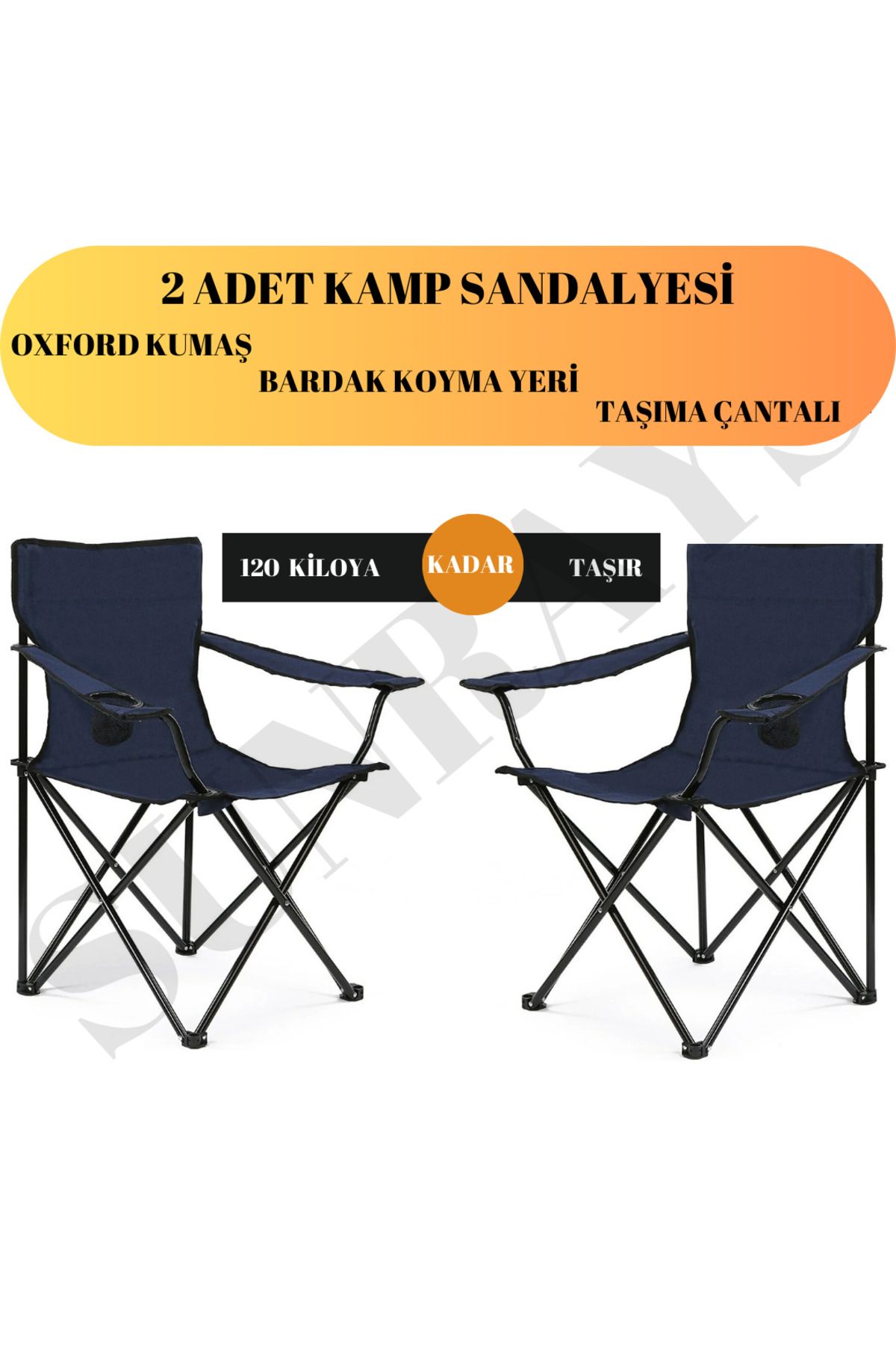 SUNRAYS LACİVERT 2 ADET KAMP SANDALYESİ