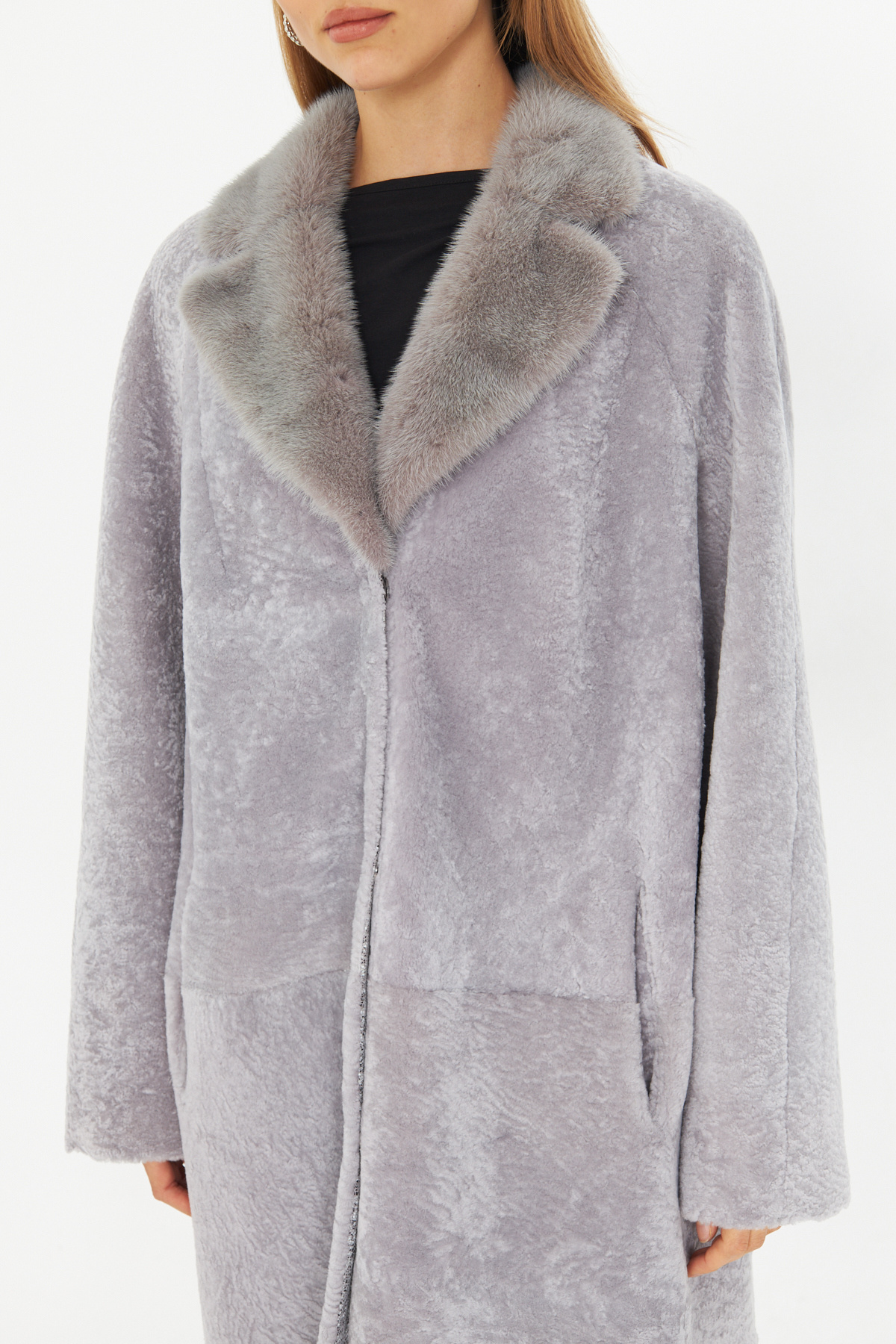 By Marki Marki  Hakiki Astragan Kürklü Palto - 127 Cm, Çift Taraflı, Deri Ve Kürk Yüzeyli, Özel Kürk Yakalı - 115822 - Görsel 3