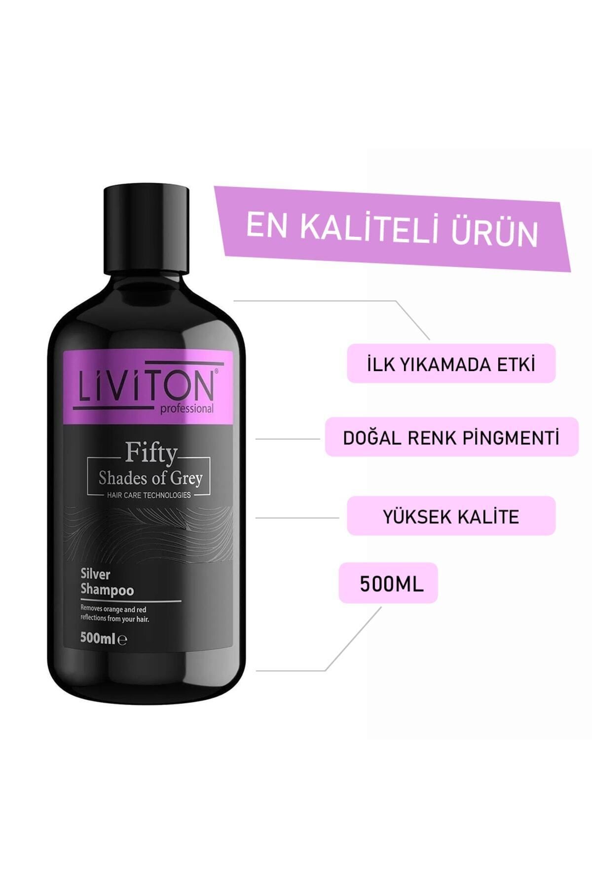 Liviton Professional-Silver Purple Shampoo Gray White Platinum Suitable for Blonde Hair 500 ml 6