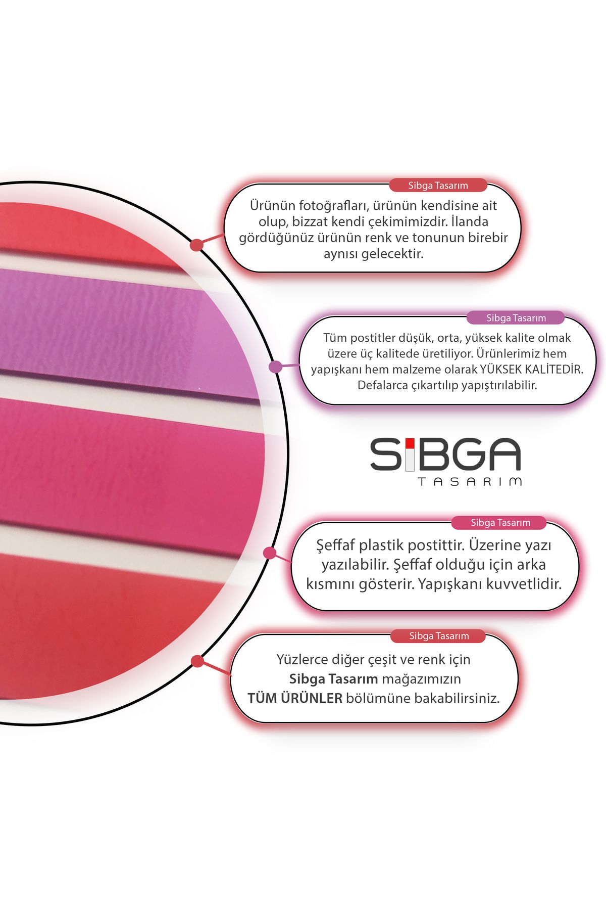 sibga tasarım-Transparent Colored Post-It Note Paper - 200 Sheets Bookmark Sticker 2
