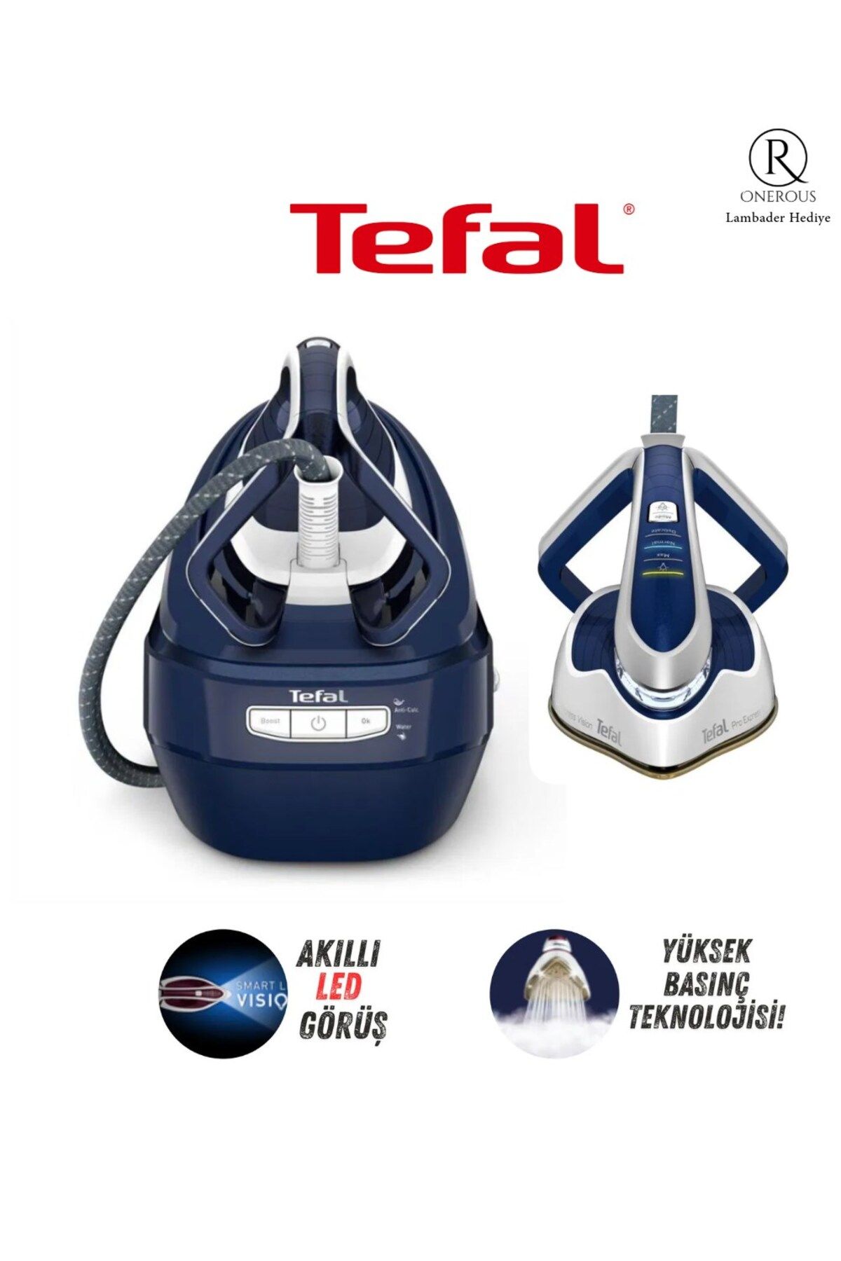 TEFAL Akıllı Aydınlatma LED-Buhar Kazanlı Yüksek basınç 700 G/dk'lık Şok Buhar Ve 8 Bar Buhar Basınçlı