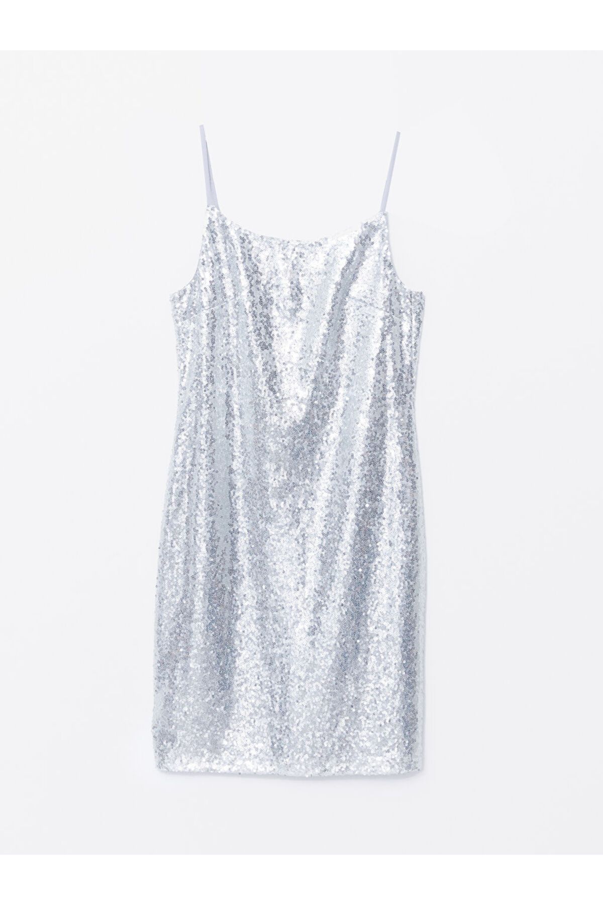 LC Waikiki-Xside Gray U-Neck Strap Sequined Women's Dress 6