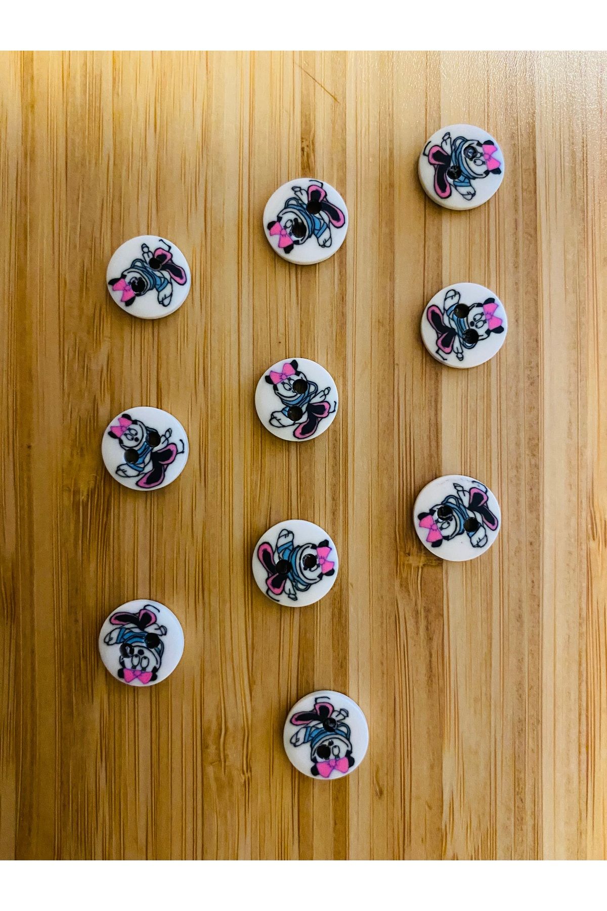 Kartopu-Patterned Soft Button 13 mm 10 Pkt. White/Character Pattern. 2