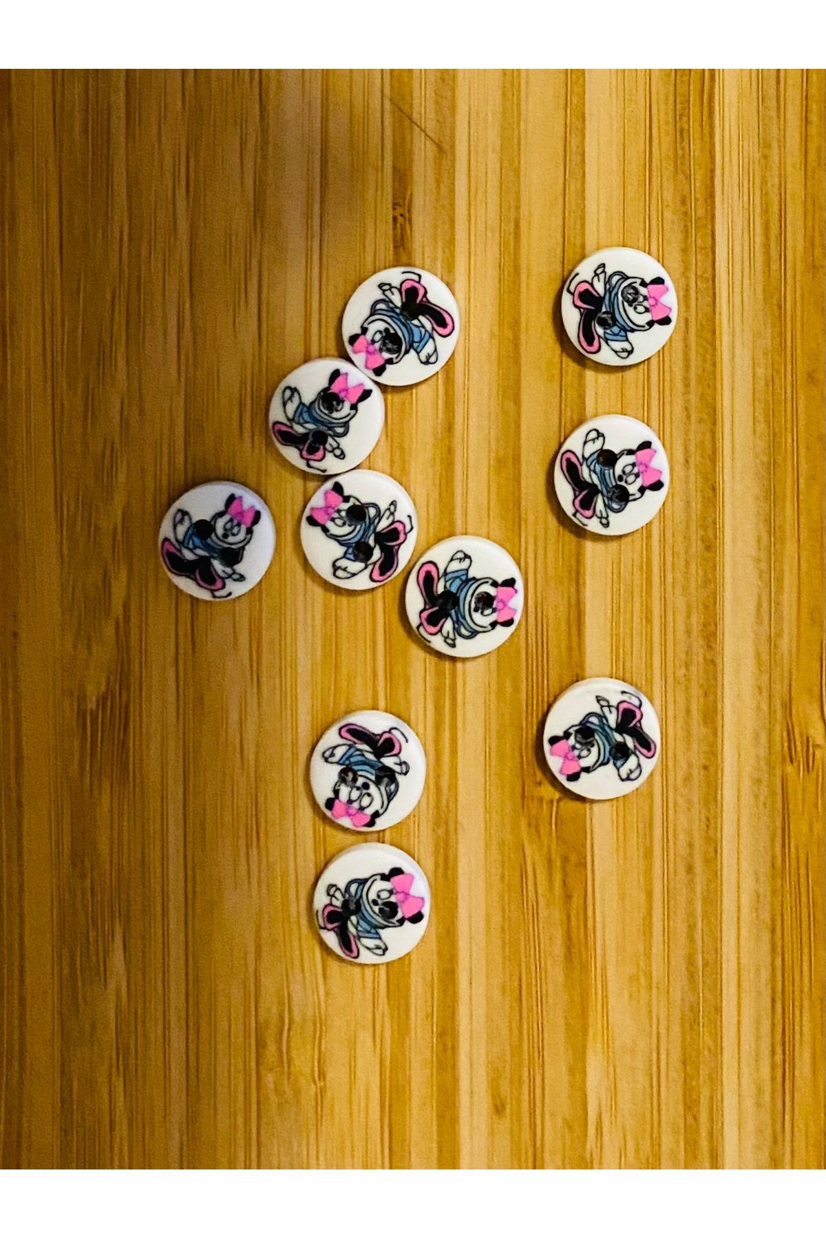 Kartopu-Patterned Soft Button 13 mm 10 Pkt. White/Character Pattern. 1