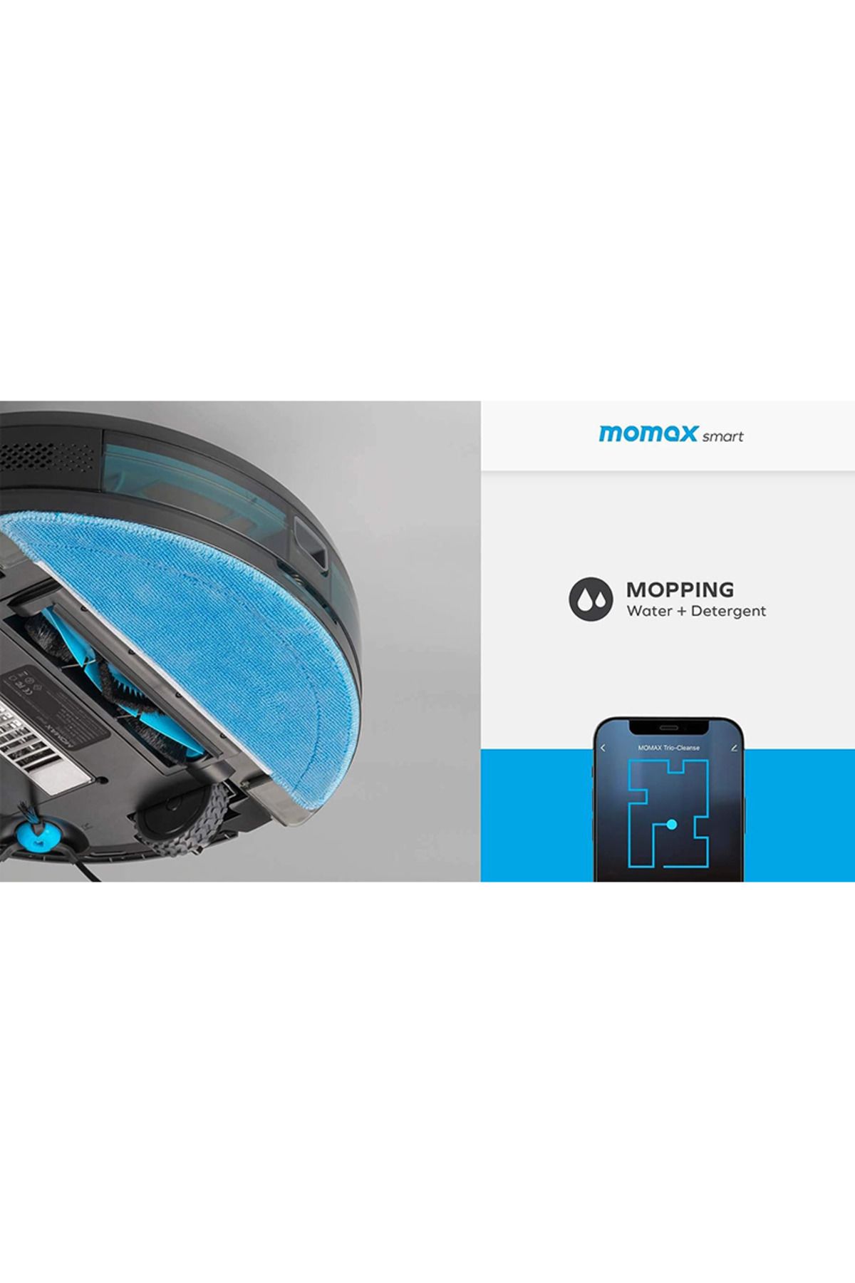 Momax-Trio-Cleanse IoT- UV-C Vacuum Robot Sweep, wipe and sterilize with ultraviolet rays - black 7