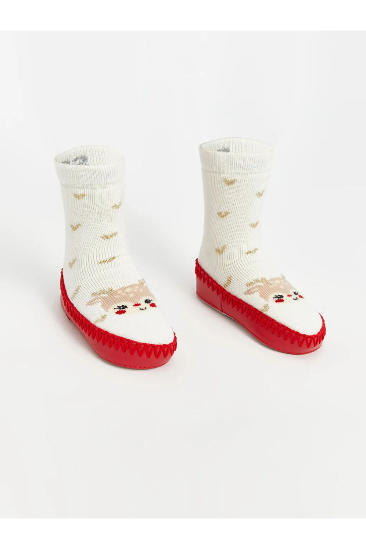 LC Waikiki-Lcw Ecru Christmas Themed Baby Girl Home Socks 1