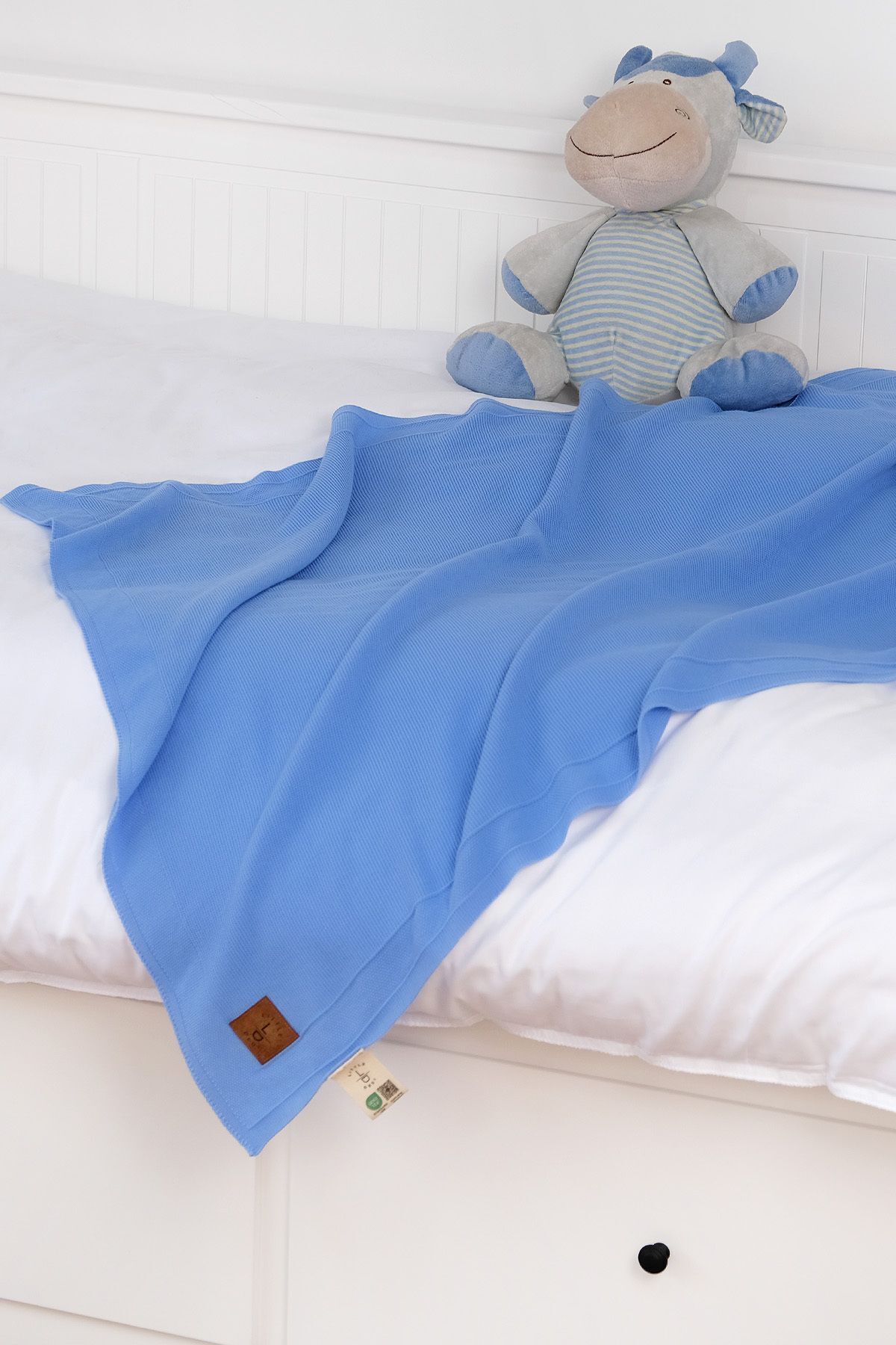 Next Baby LITTLE DEDI Dua Knitted Baby Blanket, Stylish and Comfortable Children's Blanket Blue 80 X 100 Cm