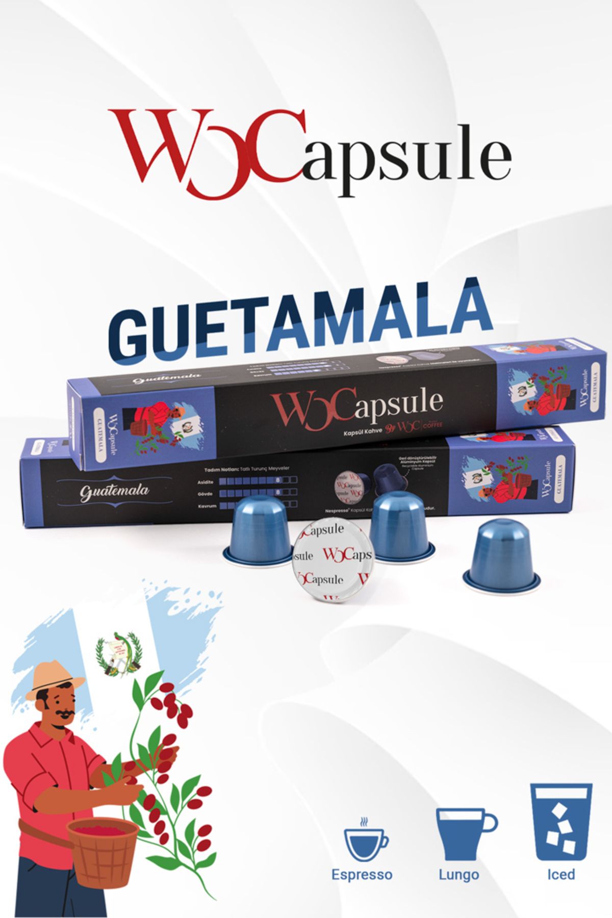 WOC COFFEE Wocapsule Guatemala Nespresso Uyumlu Kapsül Kahve 10'lu Kutu