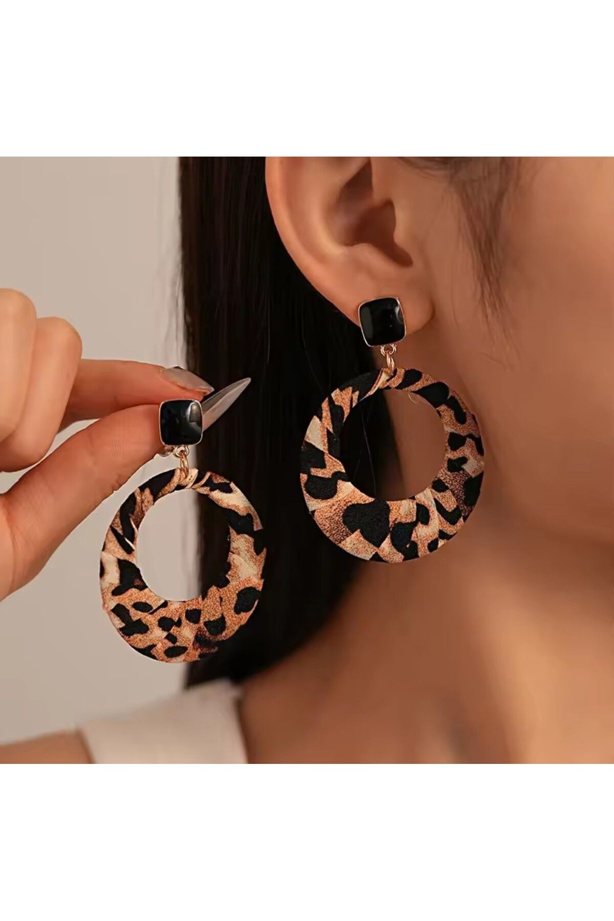 AKSESUARIM-Leopard Pattern Earring Earring(Antialergetic) 1