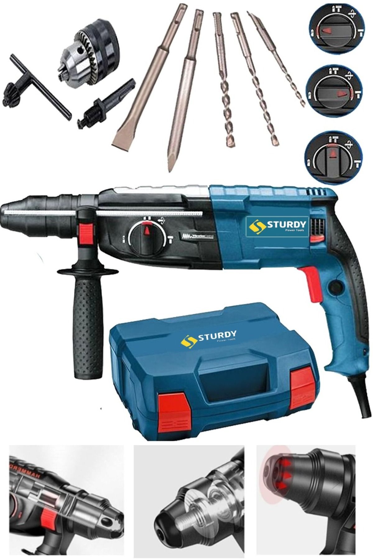 Sturdy V-TC Çelik Şanzıman Kırıcı Delici Darbeli Matkap 2-28mm Matkap Hilti