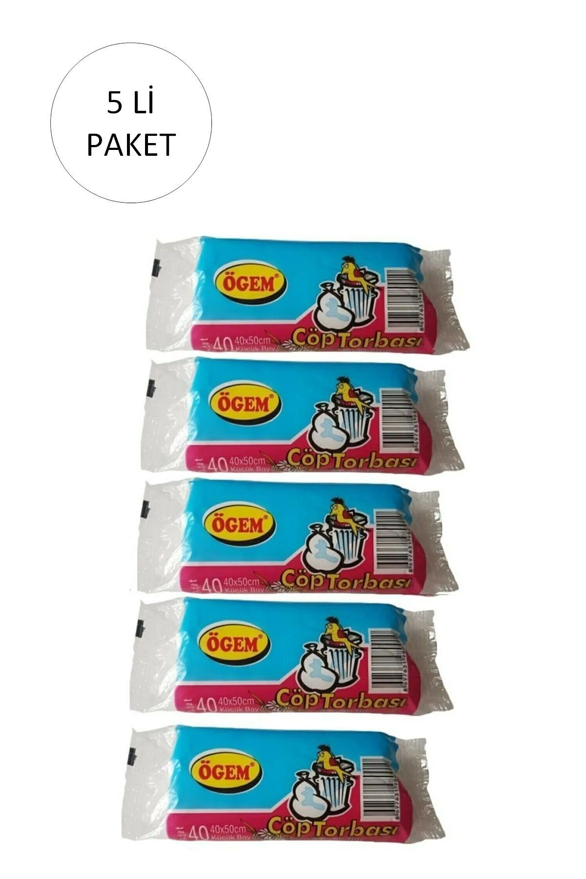 Easy Tedarik Küçük Boy Çöp Torbası 40 x 50 cm 40 Lı Rulo x 5 Paket = 200 Adet (Şeffaf)