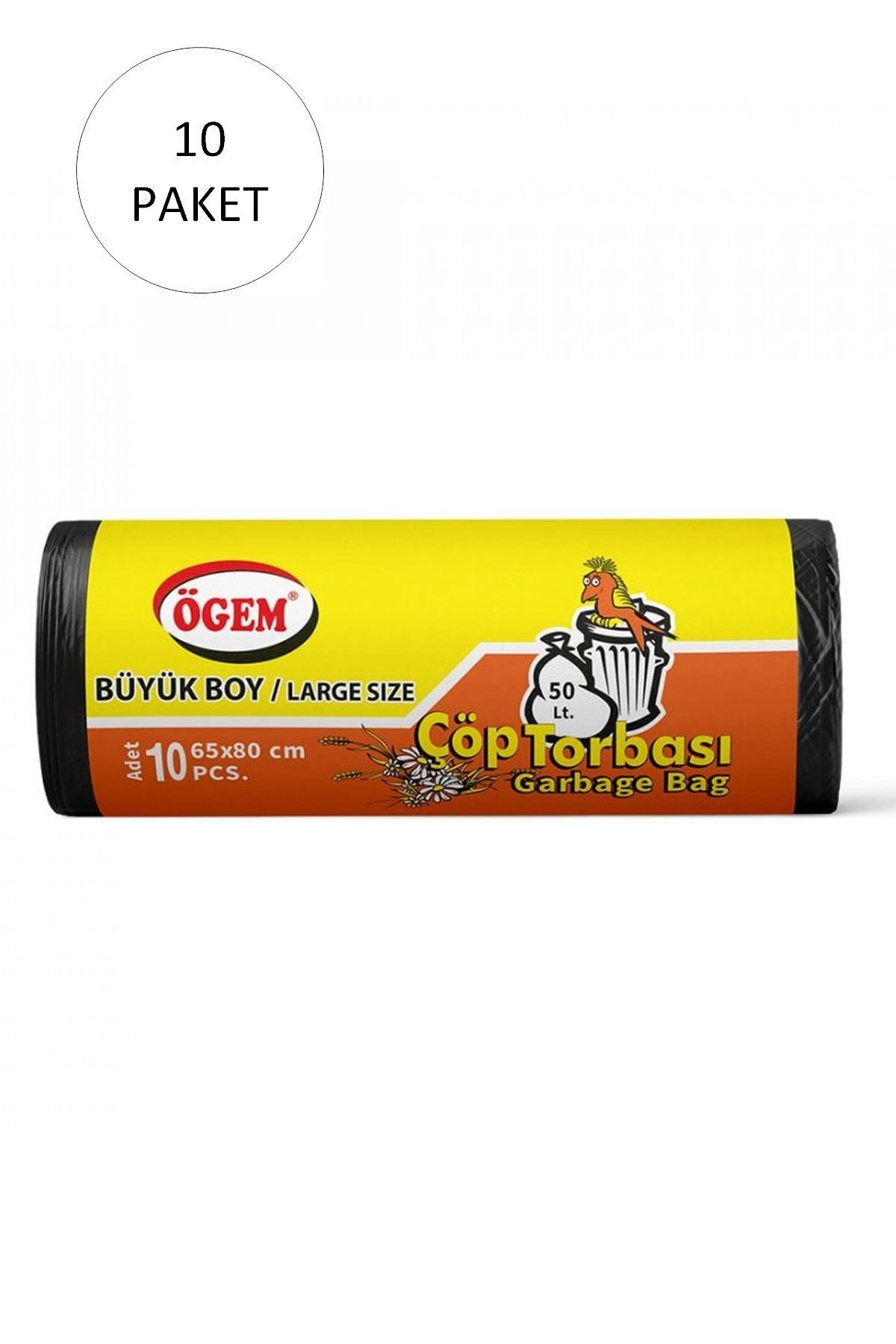 Easy Tedarik Büyük Boy Çöp Torbası 65 x 80 cm 10 Lu Rulo x 10 Paket = 100 Adet (Siyah)