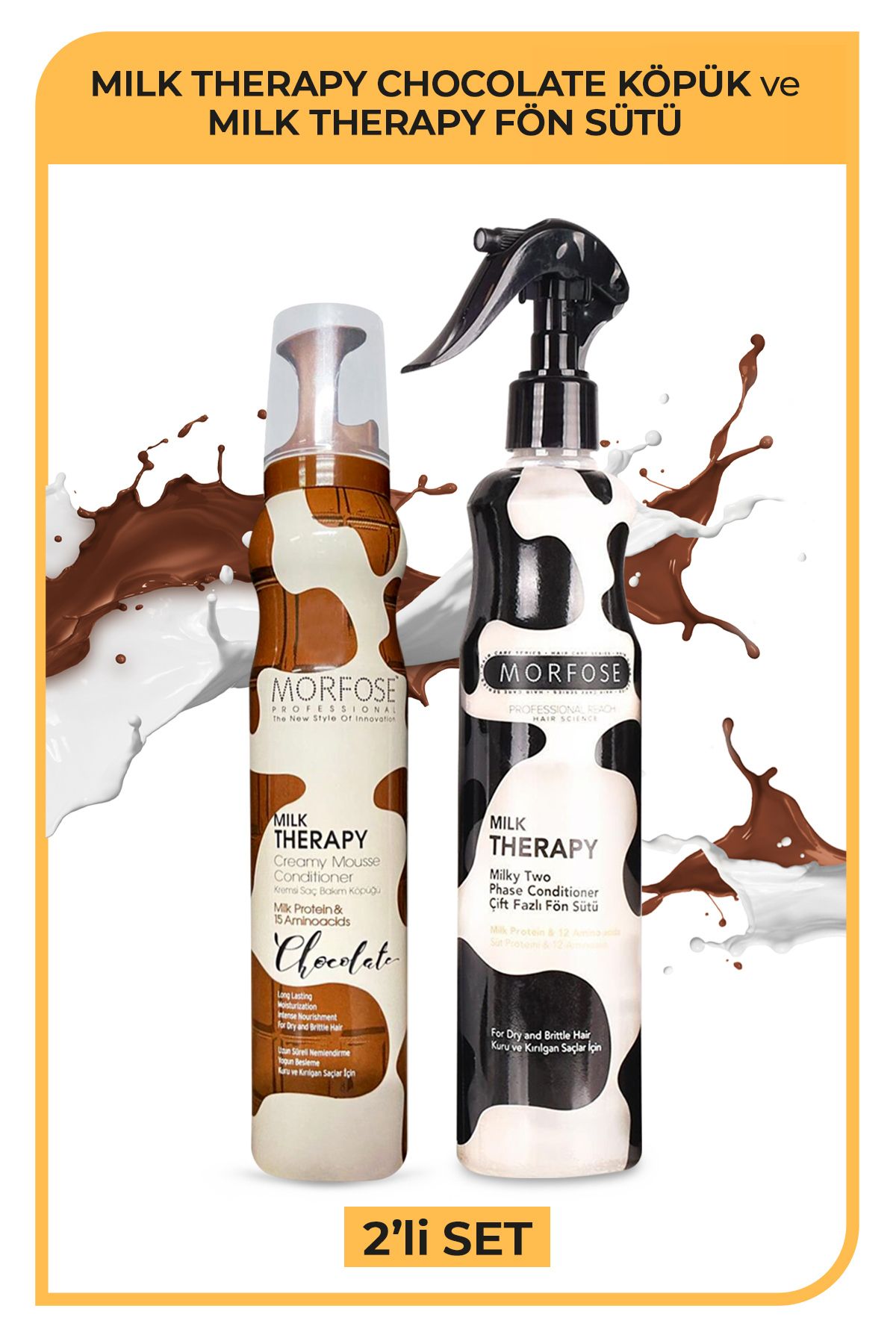 Morfose Milk Therapy Saç Köpüğü Chocolate 200 Ml+çift Fazlı Fön Suyu 400 Ml