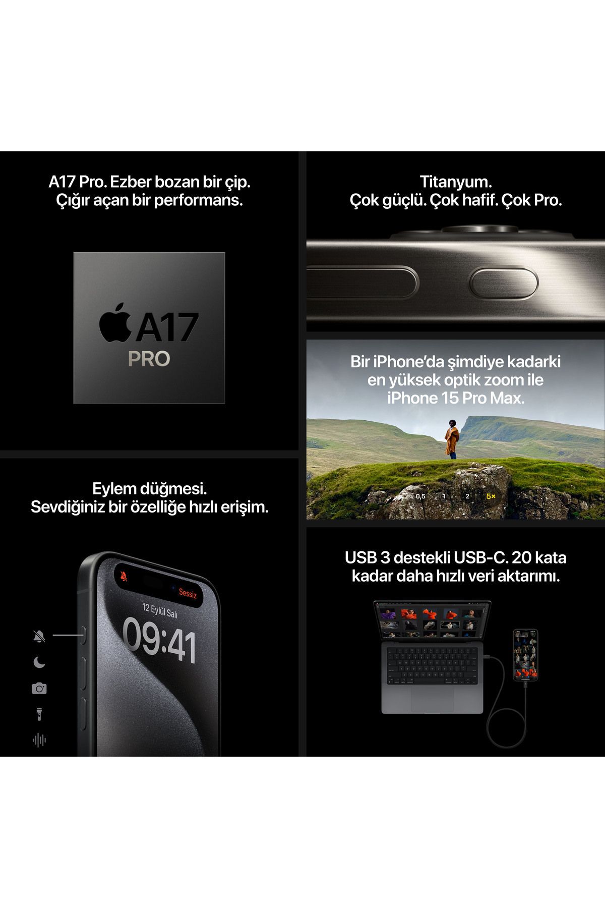 Apple İphone 15 Pro 128 Gb Natürel Titanyum - Mtux3tu/a-8