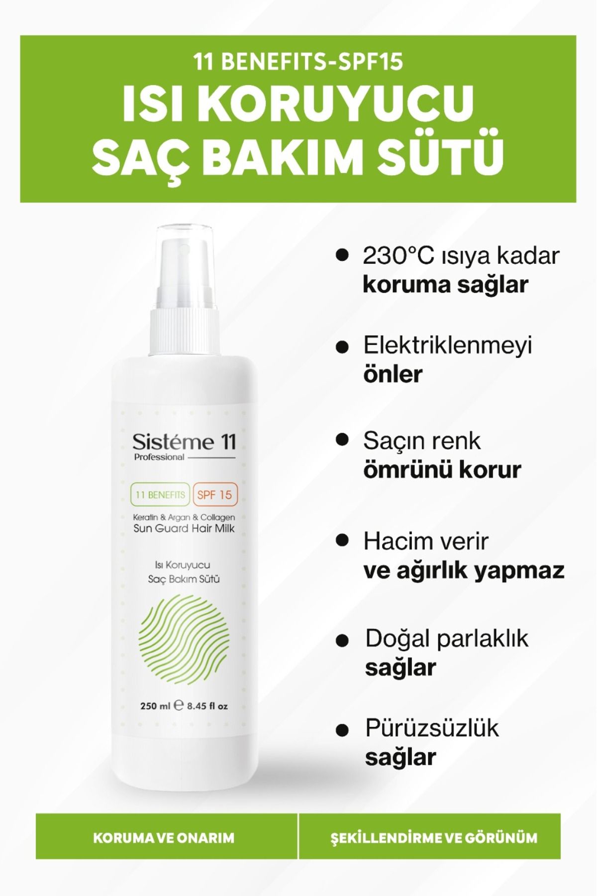 Sistéme 11 Sun Guard Isıya Karşı Koruyucu Saç Bakım Süt Spreyi 250 ml 8684091004165