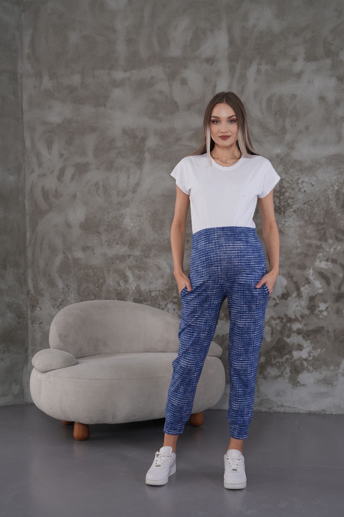 Miss Dünya Lissa-Oil Paint Printed Maternity and Maternity Sweatpants with Pockets 4