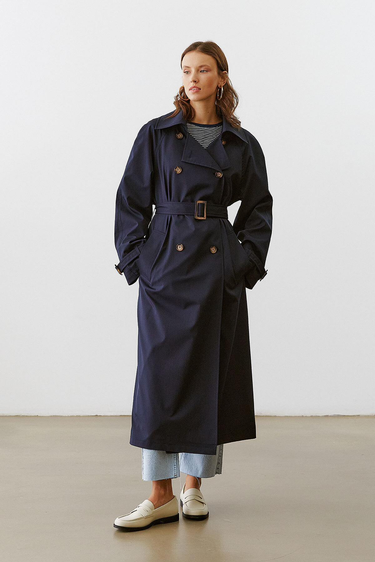 urban focus Oversize Kruvaze Trenchcoat görsel 8