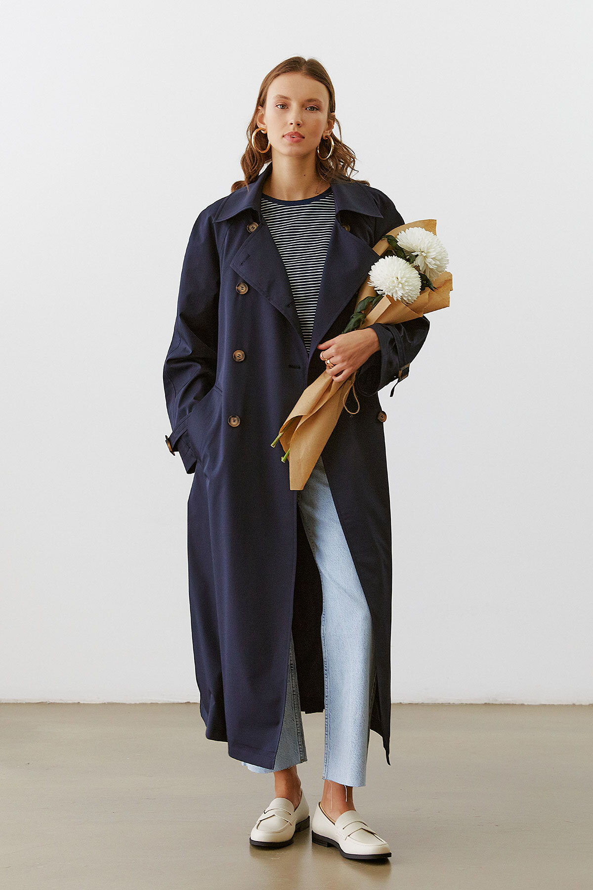 urban focus Oversize Kruvaze Trenchcoat görsel 4