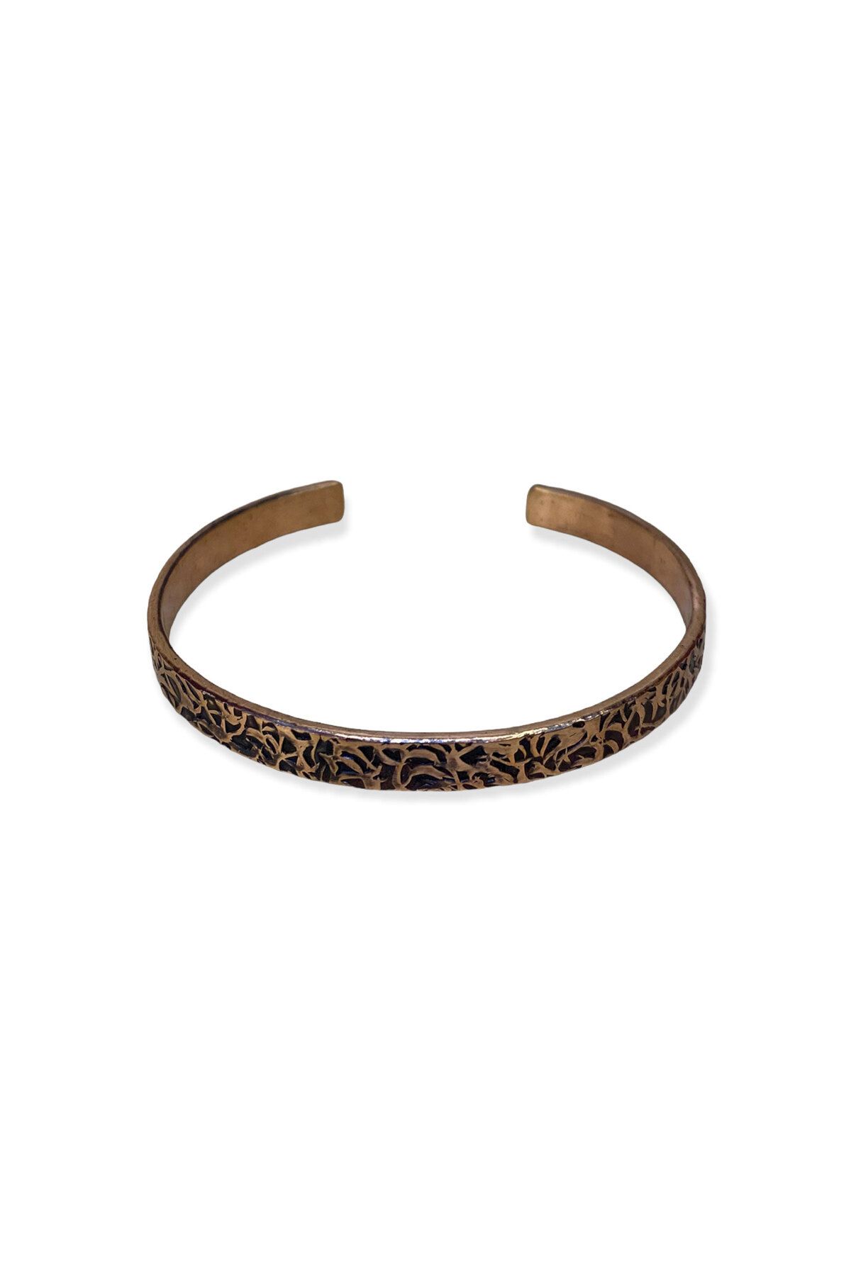 EFEMİR-Tree Bark Patterned Copper Bracelet 3