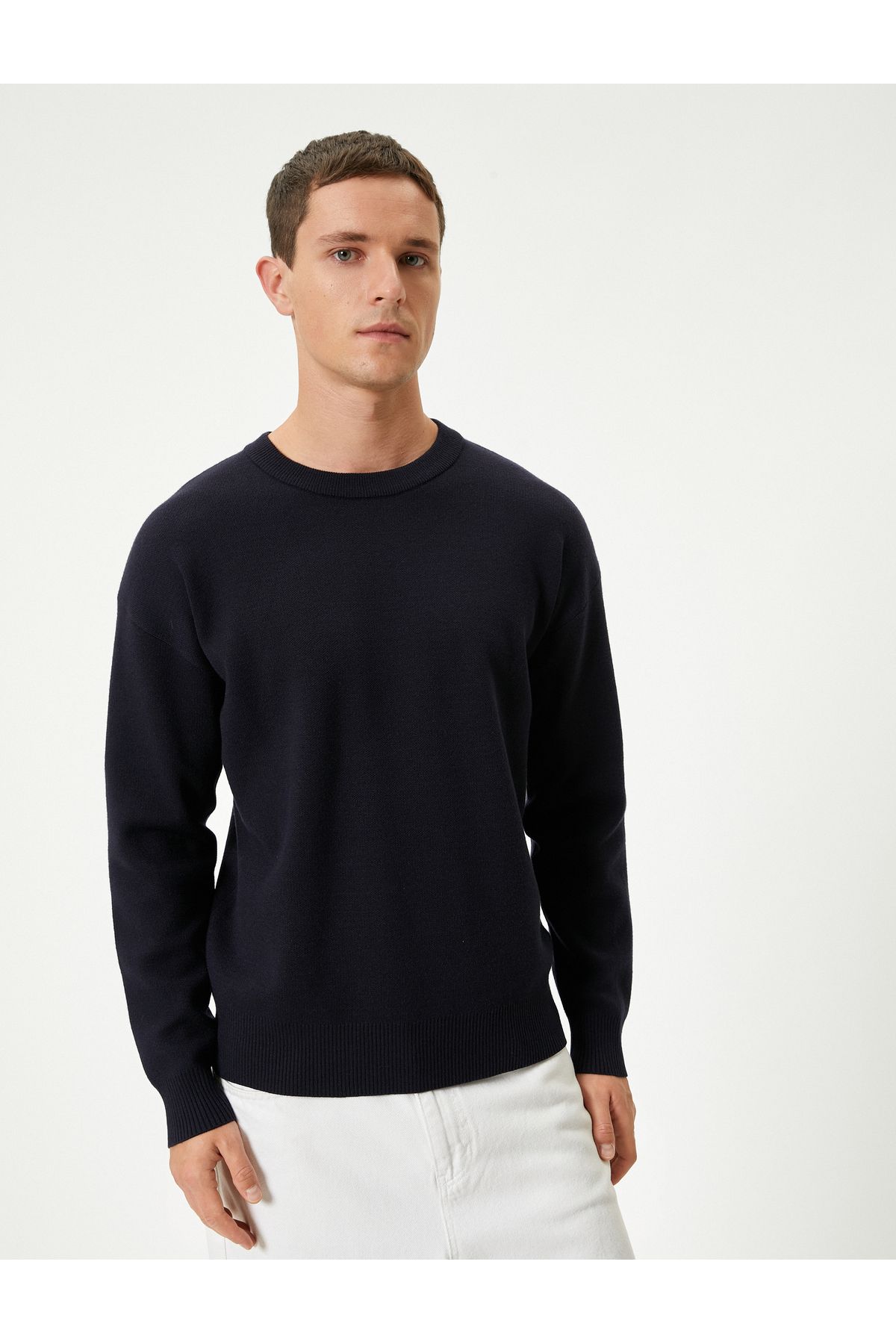 Koton-Crew Neck Long Sleeve Basic Sweater 3