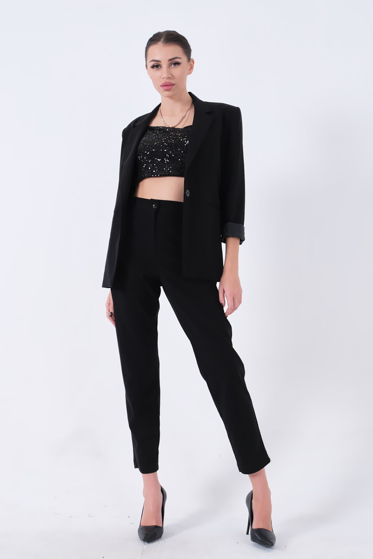 Feminist-Black Classic Collar Jacket Suit 0106309 7