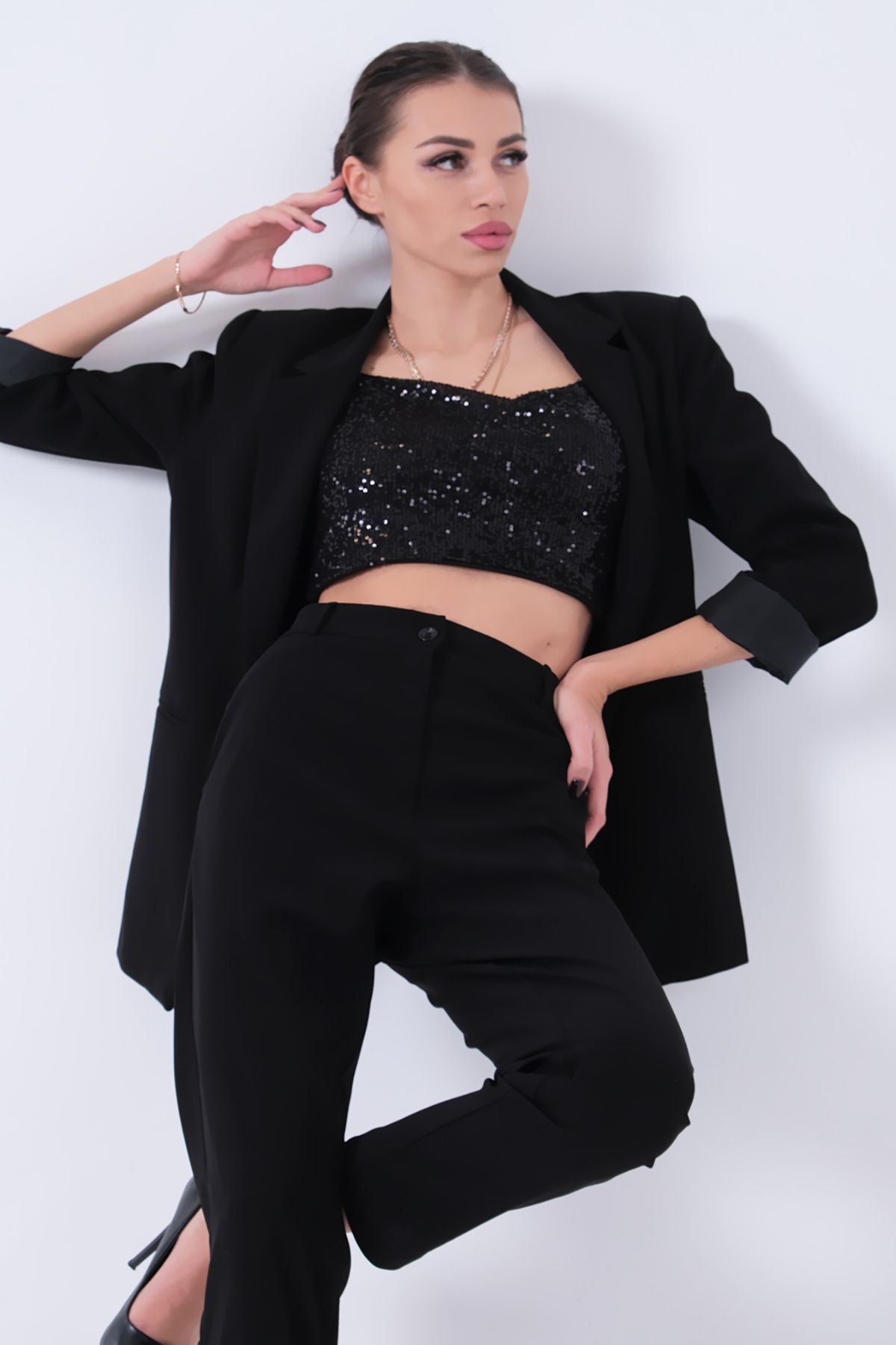 Feminist-Black Classic Collar Jacket Suit 0106309 6